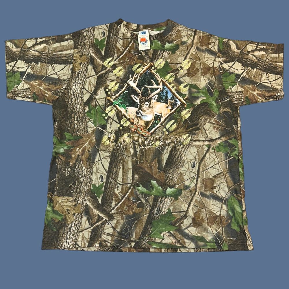 Realtree VINTAGE Jon Q Wright Shirt Mens 2XL Realtree Hardwoods Camo Deer Print Deadstock 90s USA Animals Outdoor Camouflage T-Shirt Mens XL Size US XXL / EU 58 / 5 - 1 Thumbnail