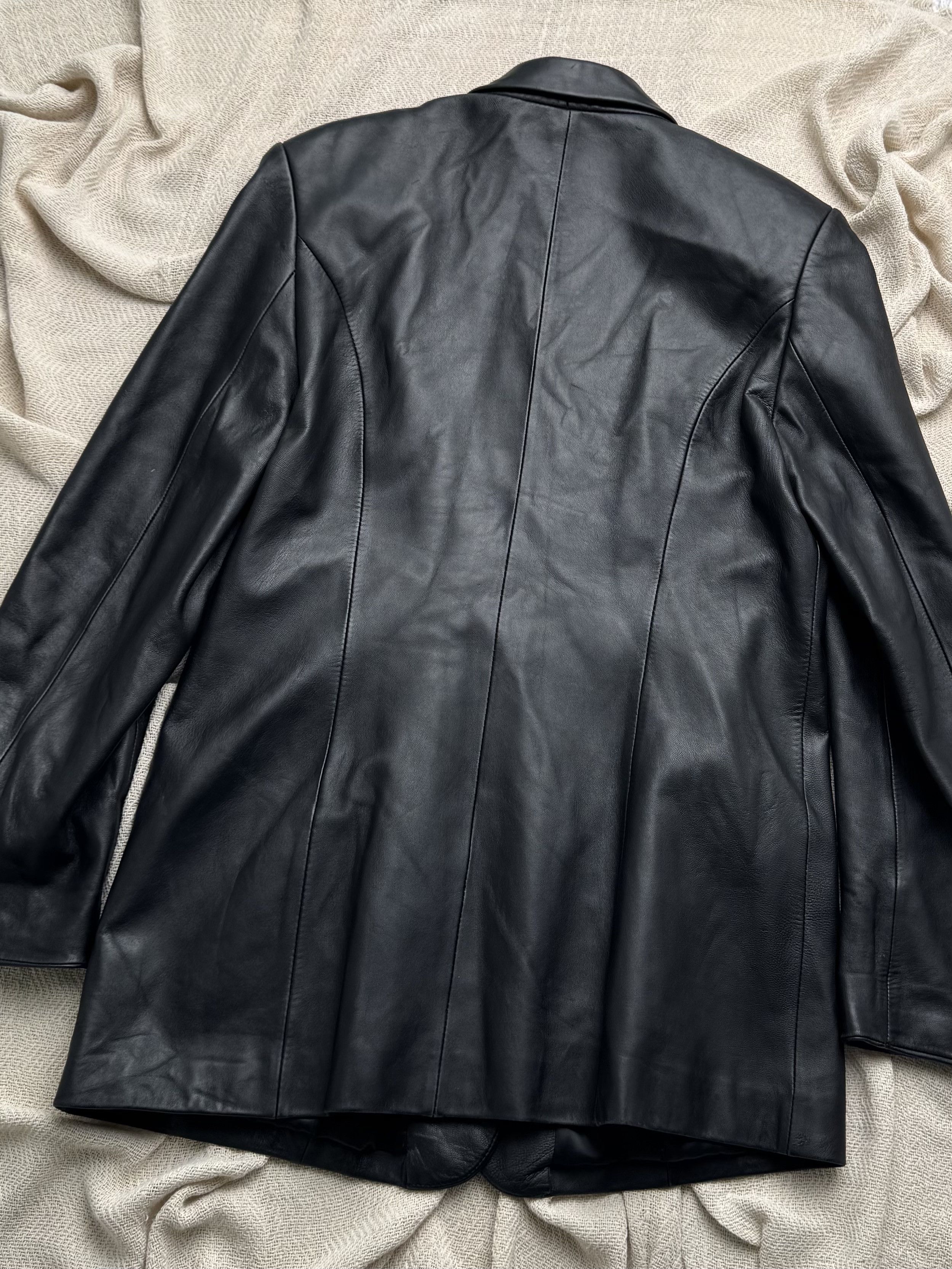 Vintage Vintage Genuine Leather Jacket Tailored Button Front Coat Size L / US 10 / IT 46 - 7 Thumbnail