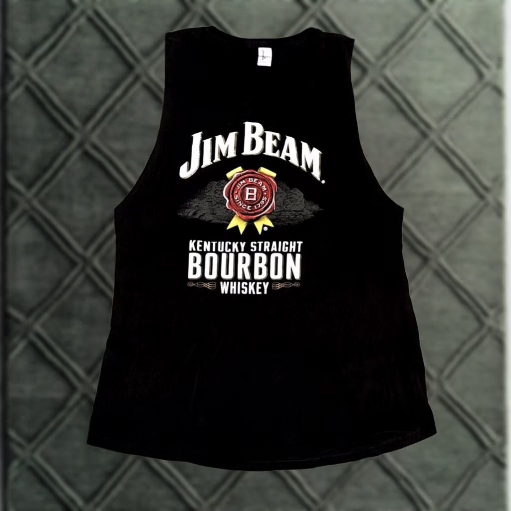Vintage Jim Beam Tank Top Shirt Sleeveless Black Graphic Print District Mens L Size US L / EU 52-54 / 3 - 1 Thumbnail