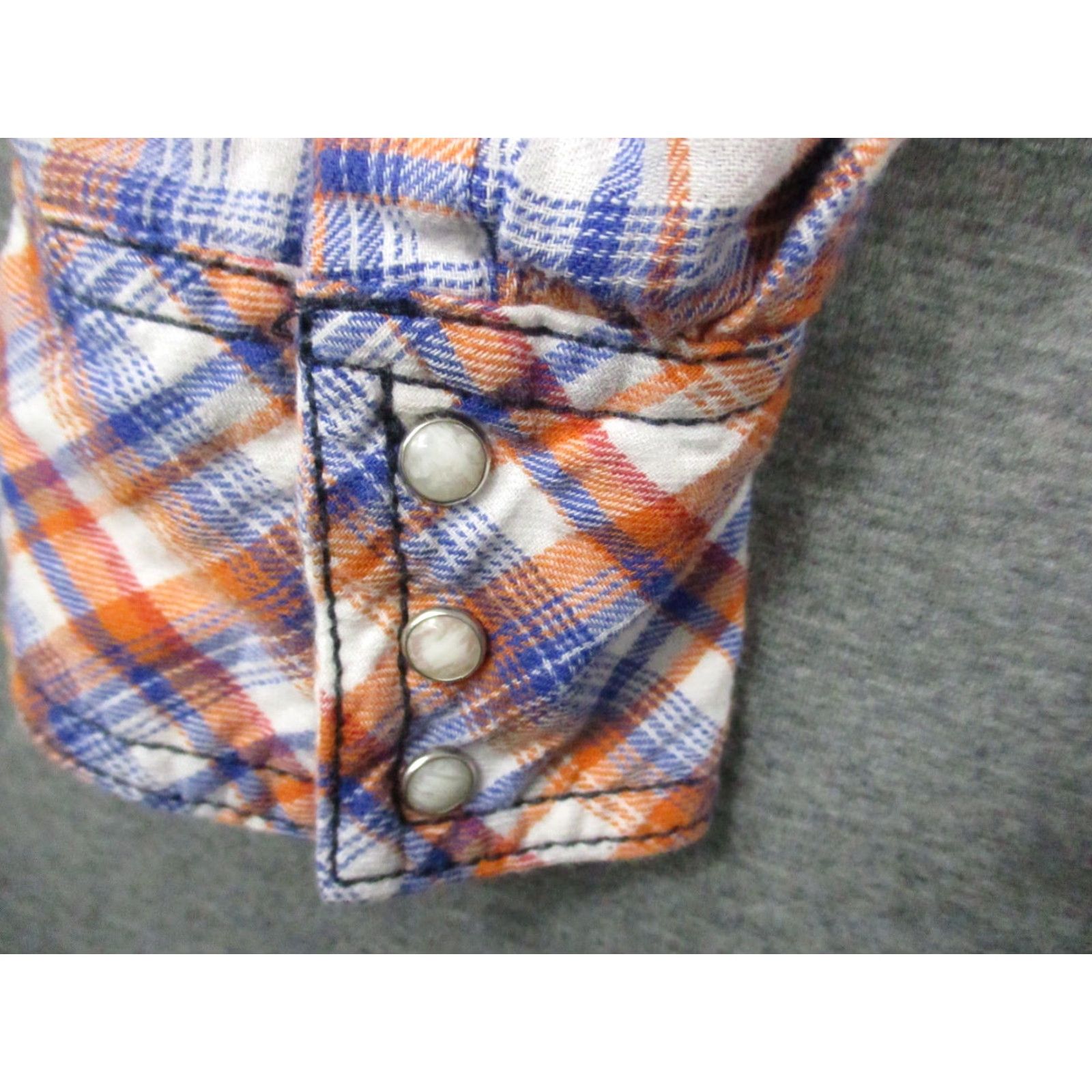 Ariat ARIAT Shirt Western Pearl Snap XL Women Blue Orange Plaid Beaded Button-Up # Cowgirl Casual Size XL / US 12-14 / IT 48-50 - 3 Thumbnail