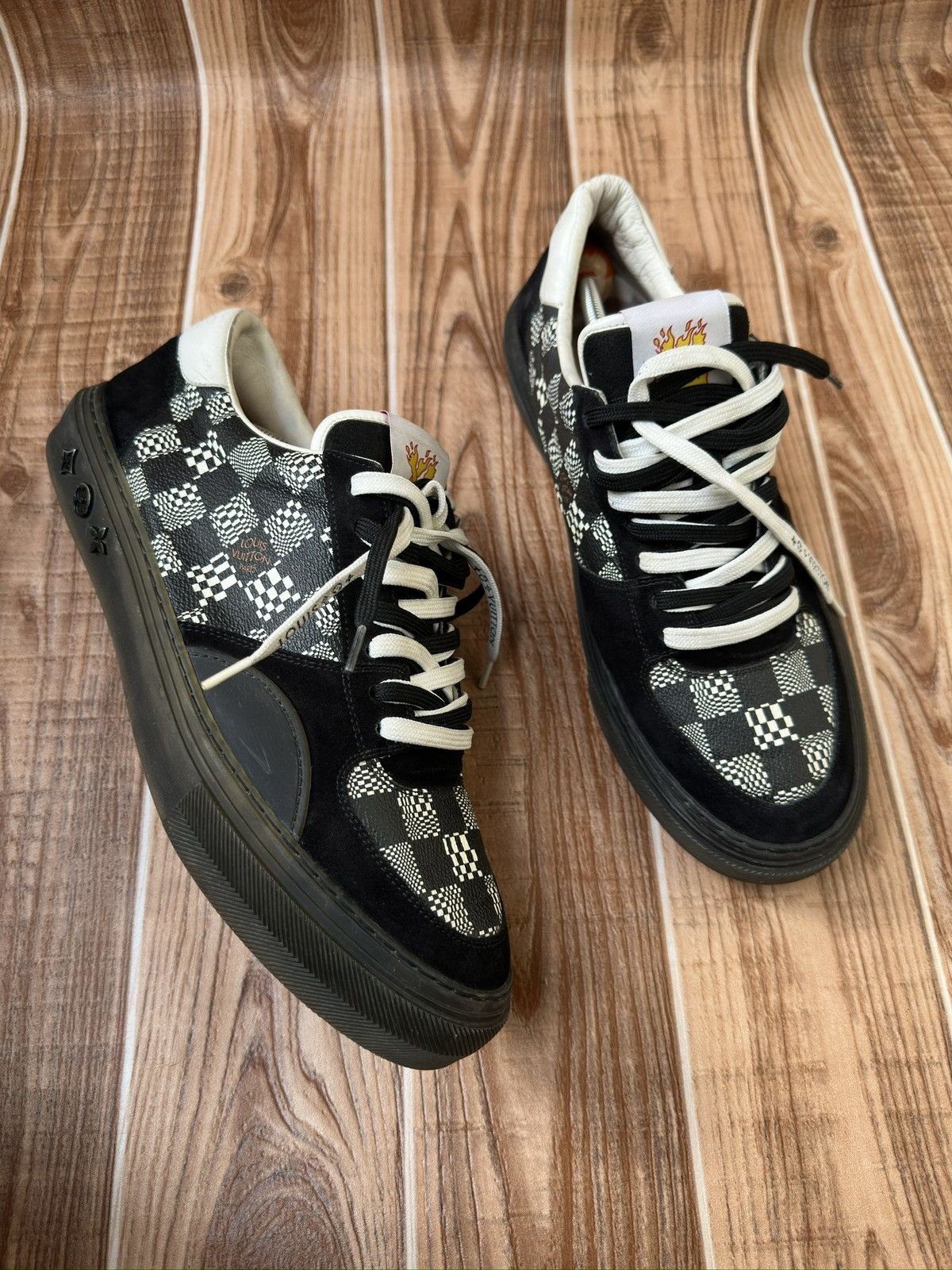 Louis Vuitton LV Ollie Black Plaid Monogram Sneakers Size US 10 / EU 43 - 10 Thumbnail