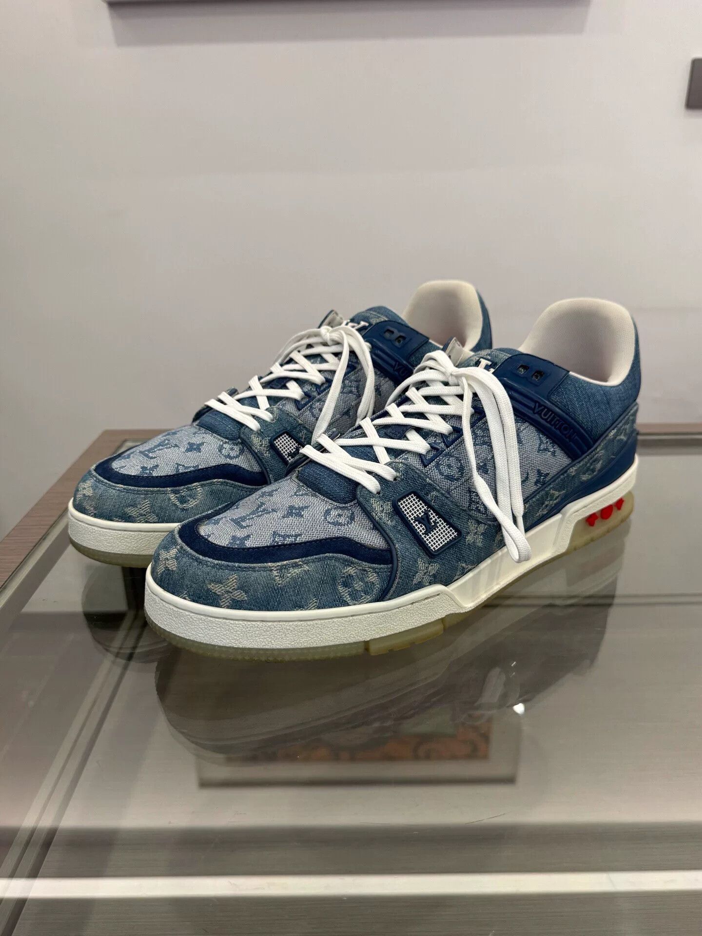 Louis Vuitton Louis Vuitton Blue Denim Monogram Trainer Sneakers Size US 12 / EU 45 - 1 Thumbnail