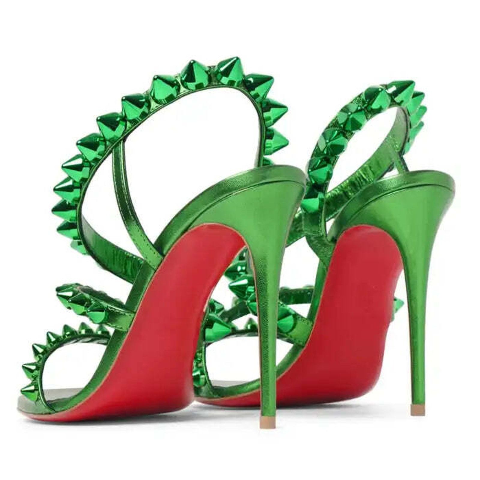 Christian Louboutin Spikita Strap 100 Spinach Green Strap Sandal Heel Pump 35.5 Size US 5.5 / IT 35.5 - 10 Thumbnail