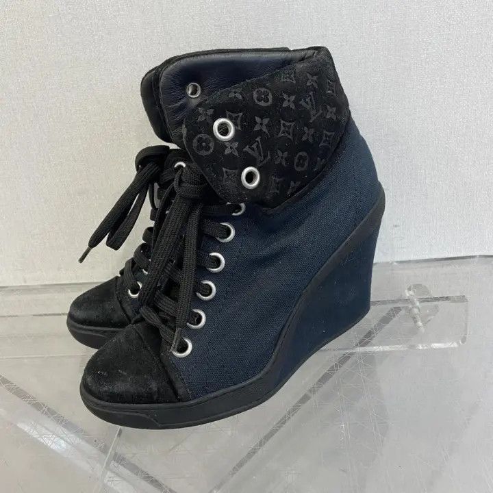 Louis Vuitton Louis Vuitton Black High Top Platform Sneakers -2508 Size US 5 / IT 35 - 1 Thumbnail