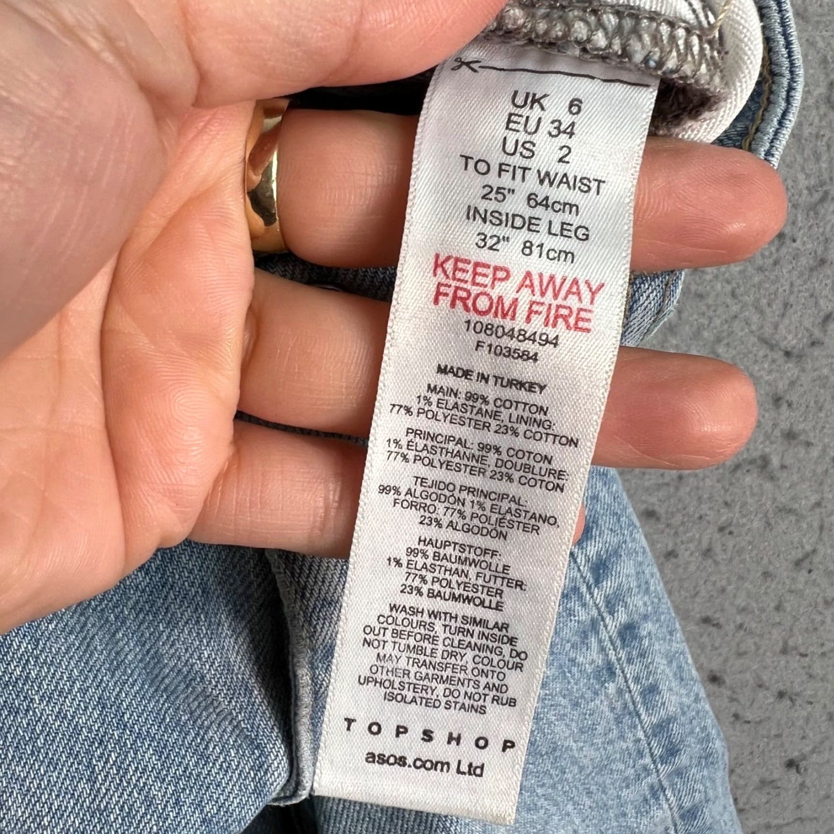 Topshop Topshop Womens Jeans Straight High-Waisted 25 Light Wash Denim Raw Hem Blue Size 42" / US 20 - 4 Thumbnail
