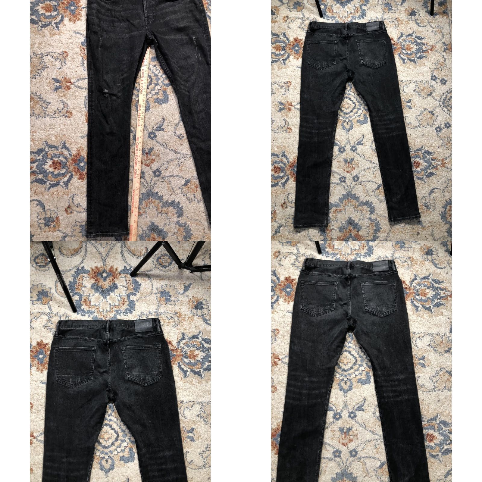 Allsaints AllSaints Jeans Rex Skinny Fit Distressed Denim Black Wash 32 Mens Size US 32 / EU 48 - 8 Thumbnail