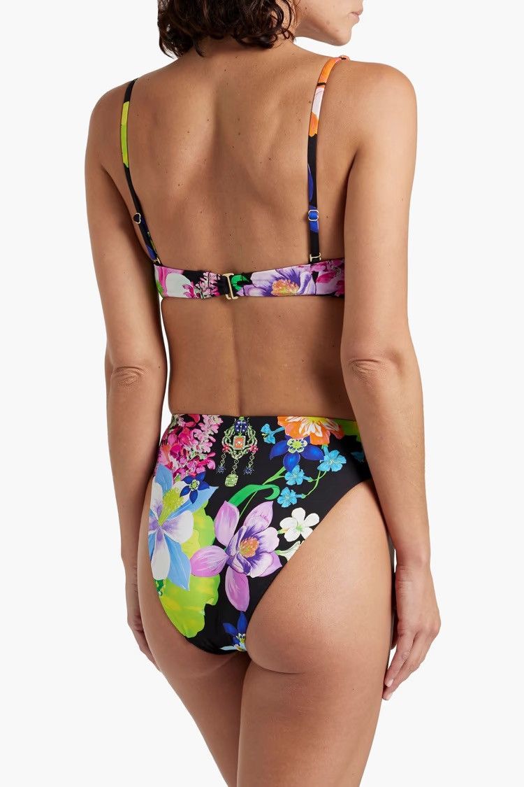 CAMILLA CAMILLA Crystal-embellished floral mid-rise bikini brief Size 27" / US 4 / IT 40 - 3 Thumbnail