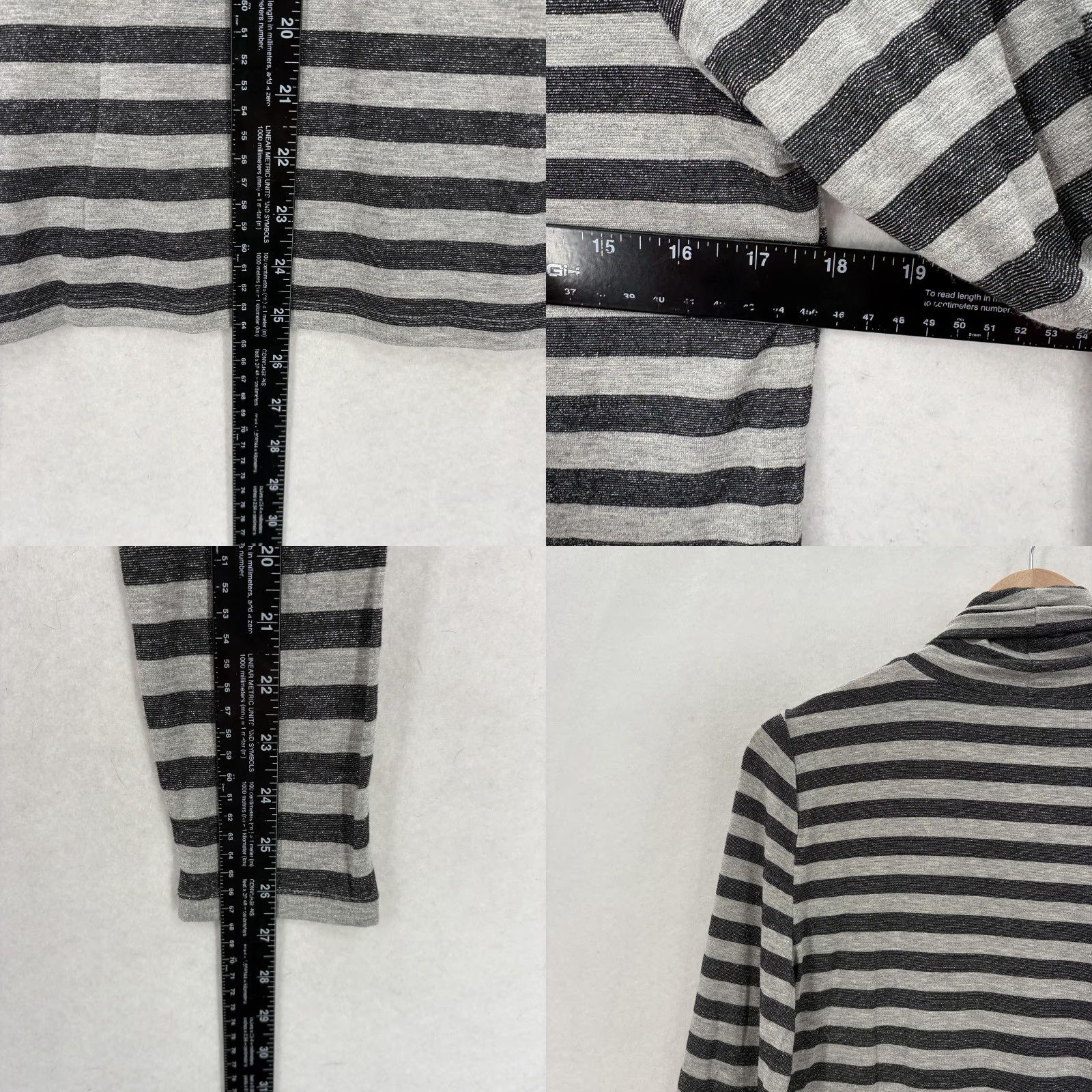 Loft LOFT Shirt Womens Large Gray Metallic Stripe Cowl Neck Long Sleeve Top NWT Size L / US 10 / IT 46 - 8 Thumbnail