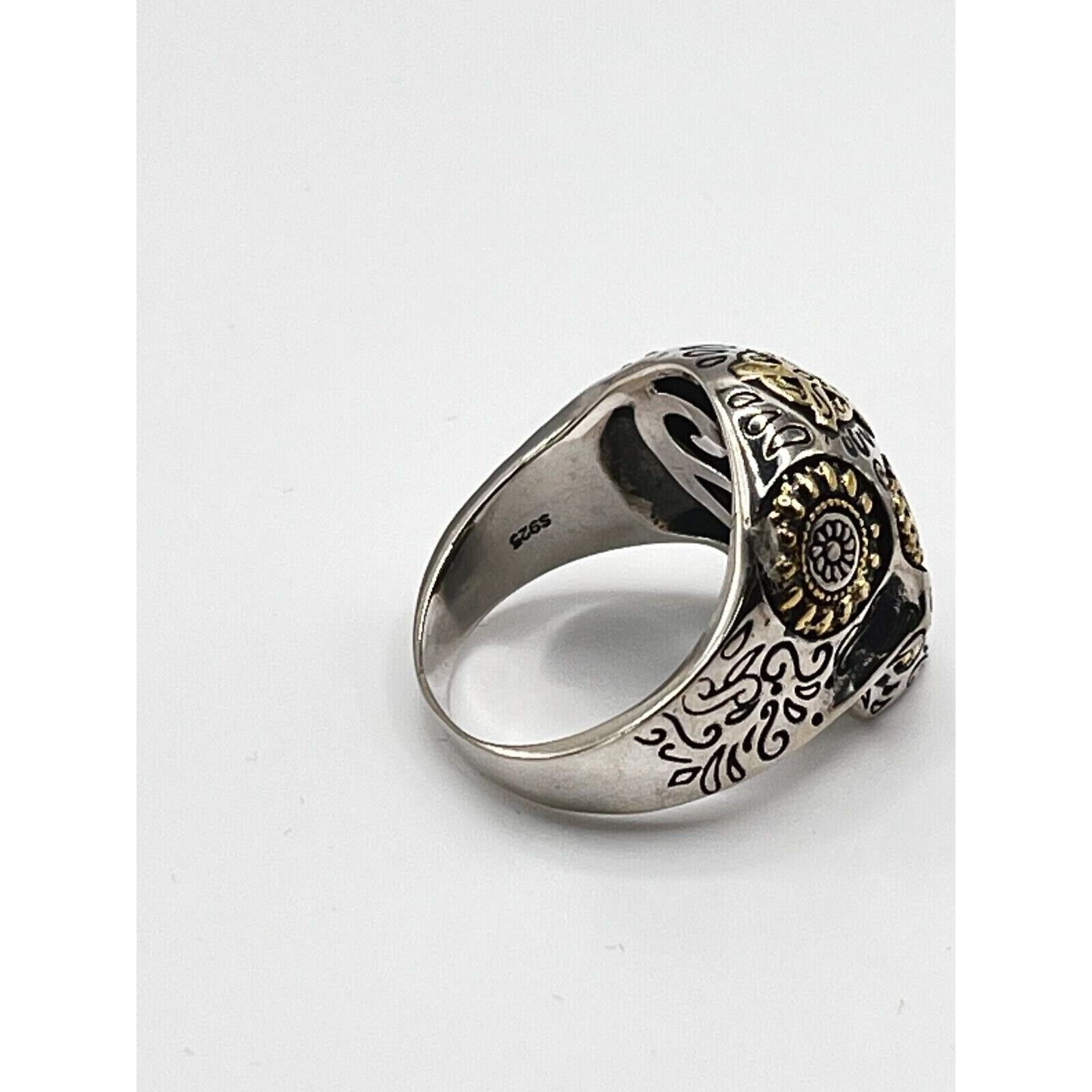 The Unbranded Brand SUGAR SKULL 925 STERLING /SKULL DEAD/BIKER/RING sz 10.5 Size ONE SIZE - 4 Thumbnail