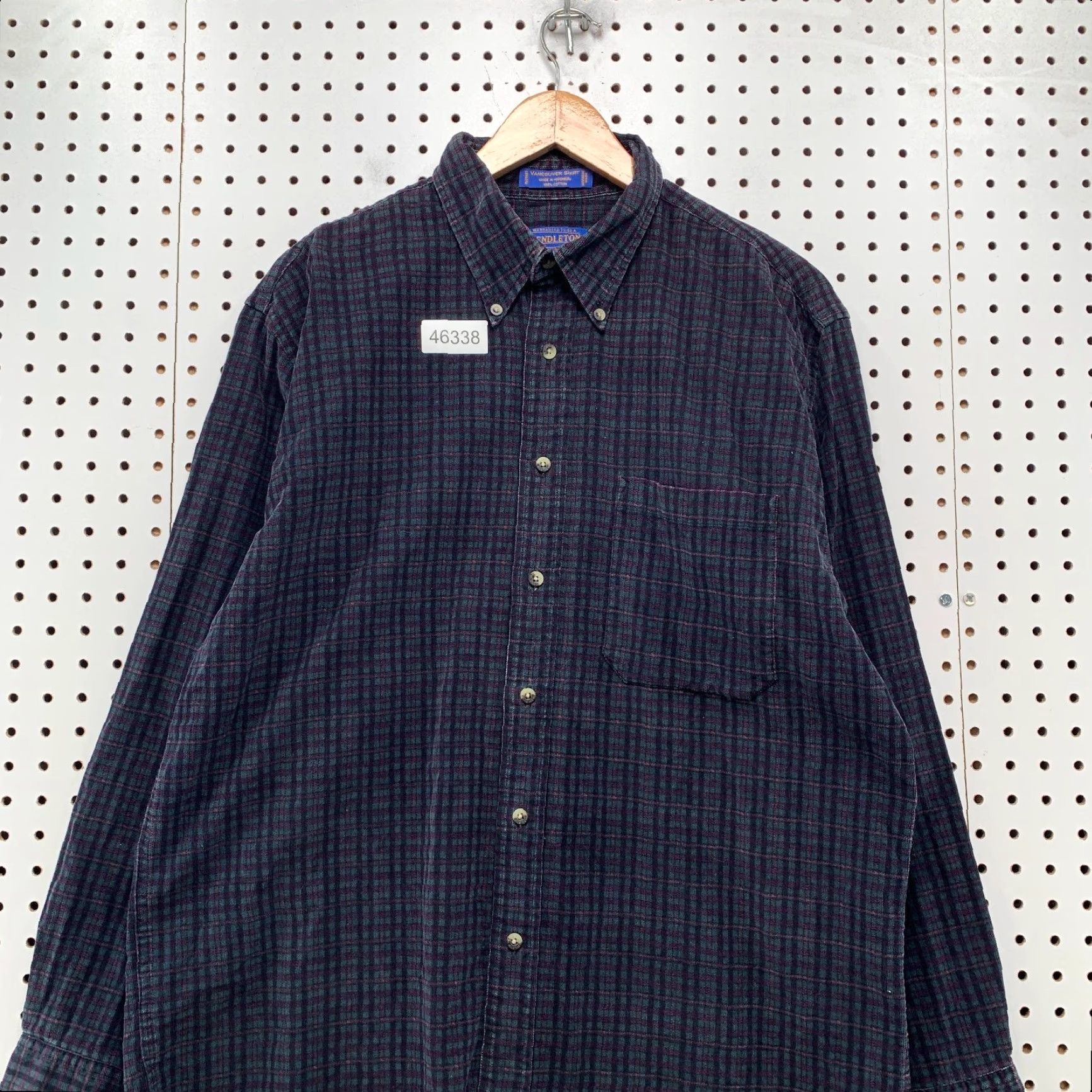 Pendleton Pendleton Button Shirt Mens Large Vancouver Green Purple Plaid Textured Size US L / EU 52-54 / 3 - 4 Thumbnail