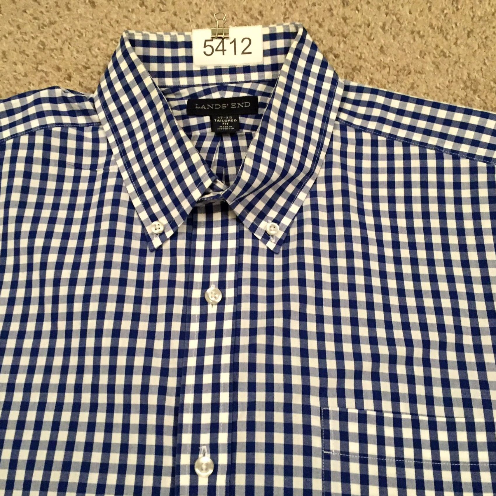Lands' End Lands' End Shirt Mens 17 Blue Plaid Long Sleeve Button Up Size US XL / EU 56 / 4 - 3 Thumbnail