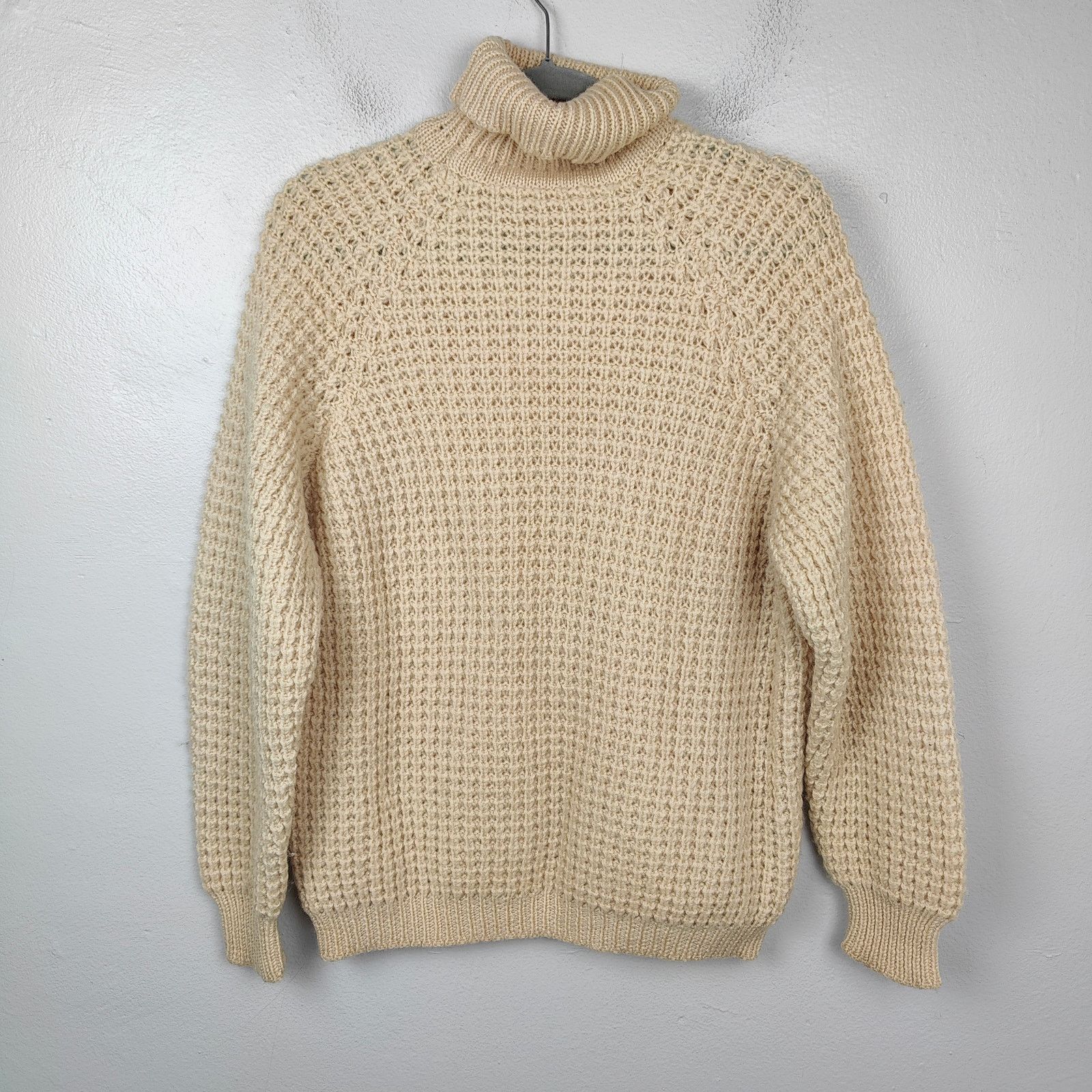 Other Vintage Handknit Fisherman Sweater Womens Large Beige Knit Size L / US 10 / IT 46 - 4 Thumbnail
