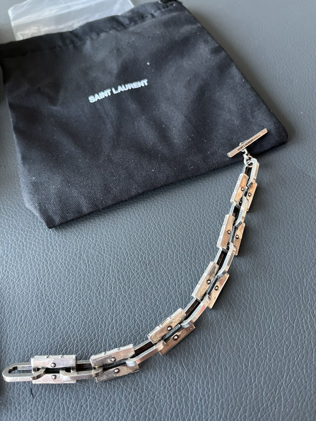 Saint Laurent Paris Saint Laurent Runway Brass Metal Distressed Punk Bracelet Size ONE SIZE - 8 Thumbnail