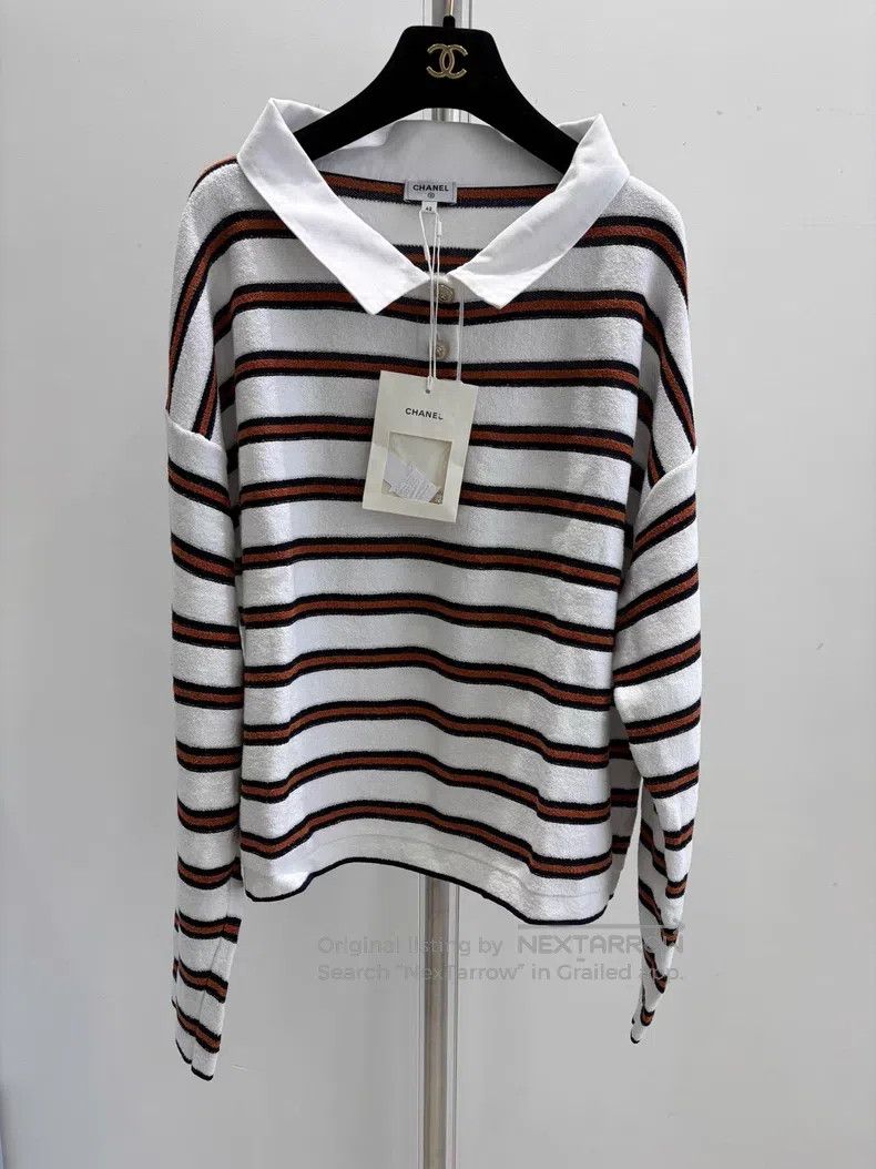 Chanel Chanel Striped cotton polo Size M / US 6-8 / IT 42-44 - 1 Thumbnail