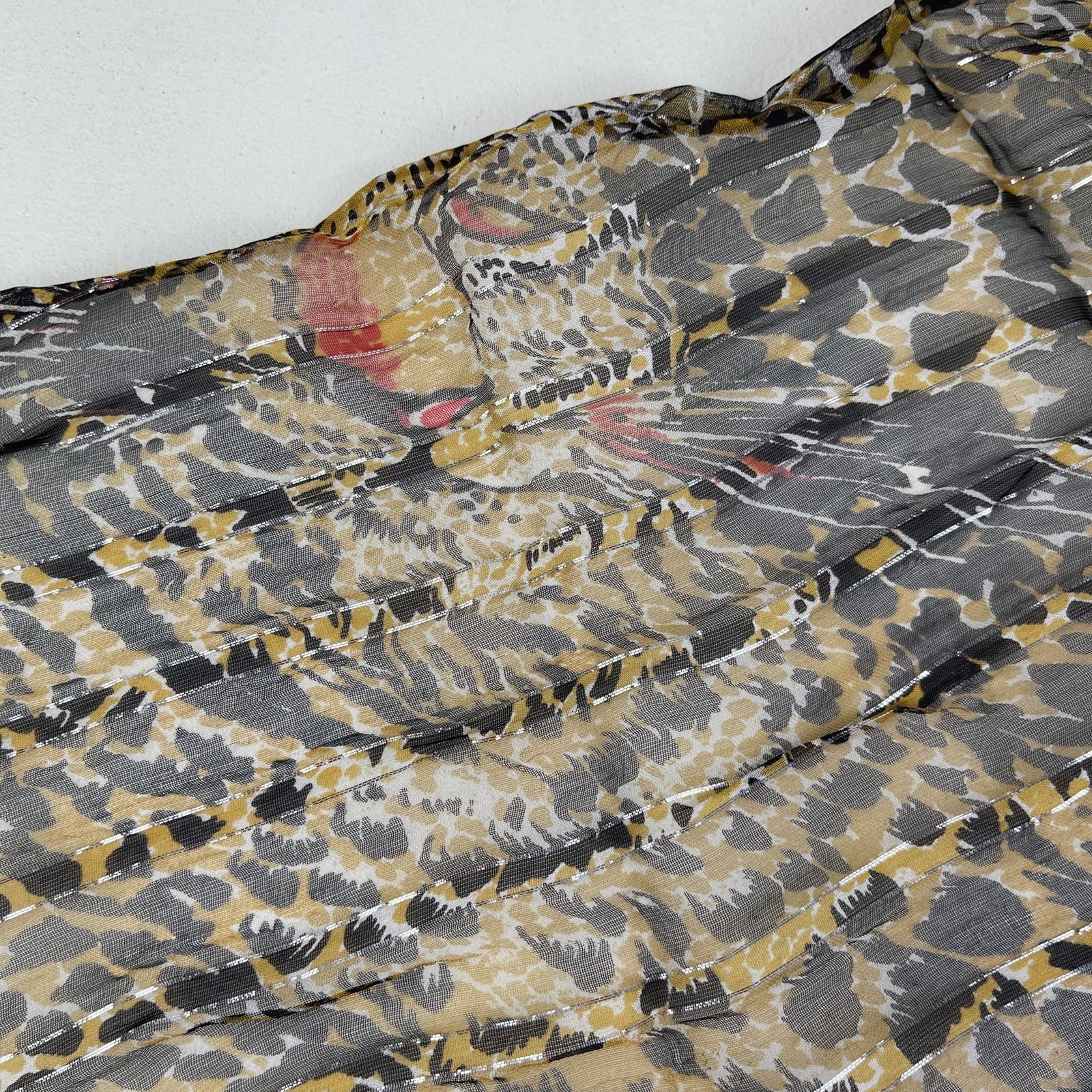 Vintage VTG Leopard Print Sheer Scarf Striped Silver Brown Black Red Size ONE SIZE - 20 Thumbnail