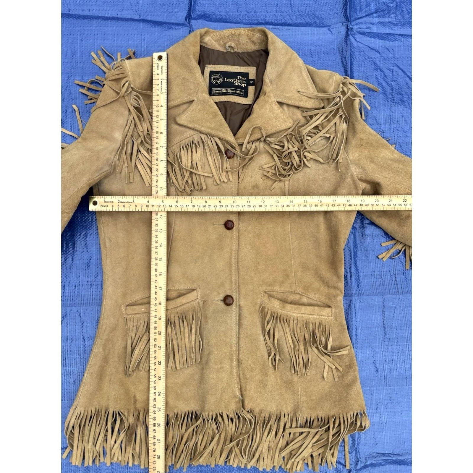 Sears VINTAGE Sears The Leather Shop Womens 12 Leather Fringe Jacket Brown USA Western Fashion 1980s Mens? Size XL / US 12-14 / IT 48-50 - 2 Thumbnail