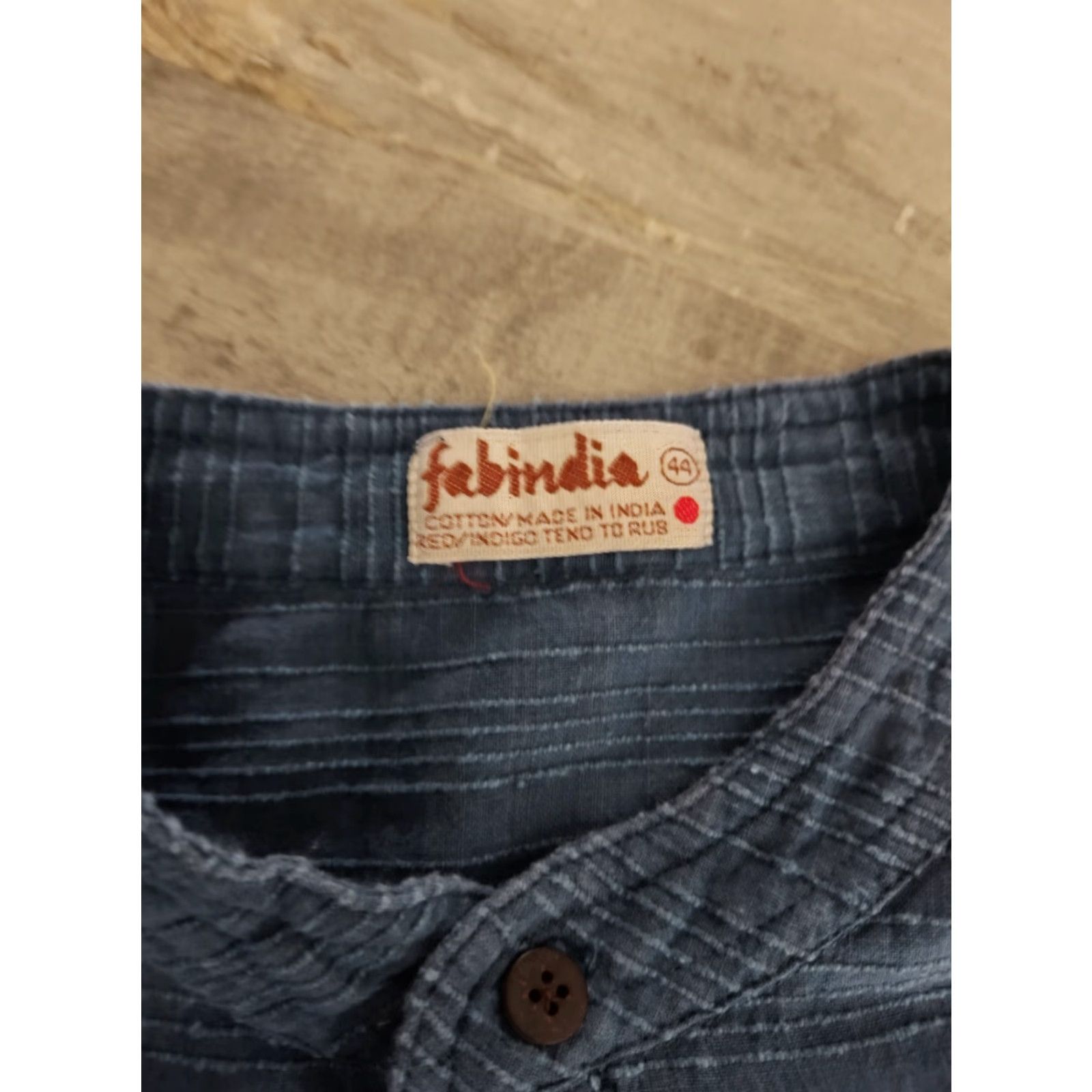 Vintage VINTAGE Fabindia Men's Cotton Kurta Shirt Long Sleeve Button-Up Casual 44 Navy Blue India Size US XXL / EU 58 / 5 - 6 Thumbnail