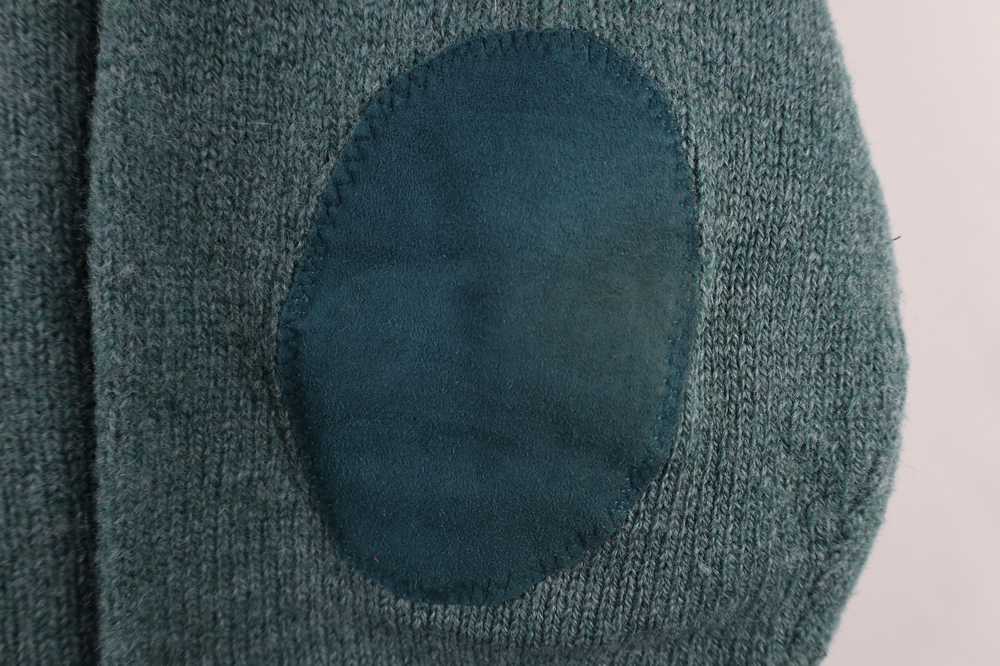 L.L. Bean × Vintage Vintage 90s LL Bean Elbow Patch Wool Knit Sweater Green Size US M / EU 48-50 / 2 - 6 Thumbnail