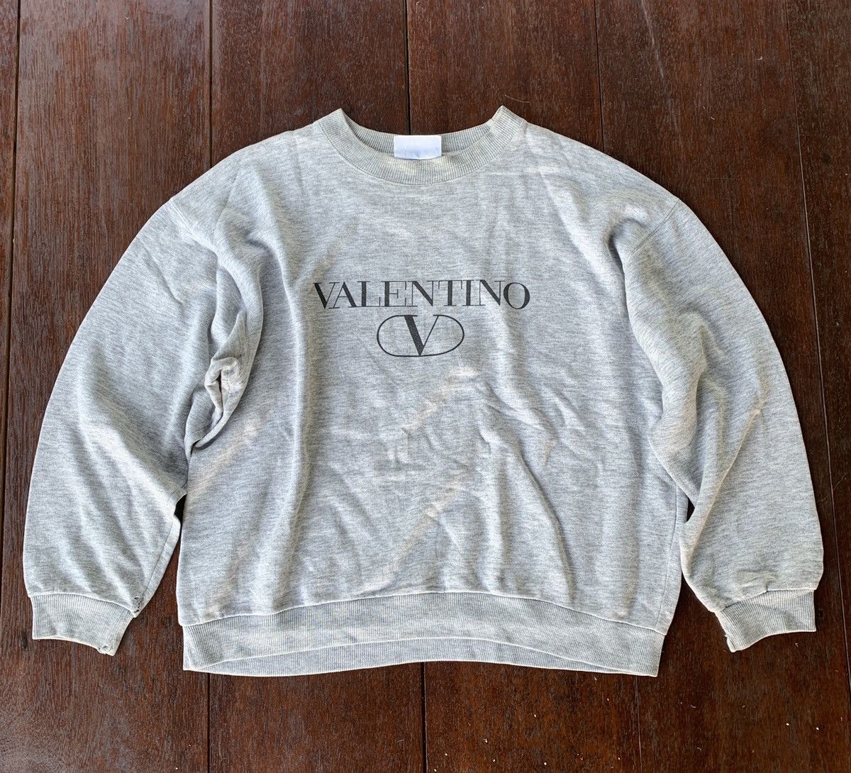 Valentino × Vintage Vintage Valentino Italy big logo grey sweatshirt Size US M / EU 48-50 / 2 - 1 Thumbnail