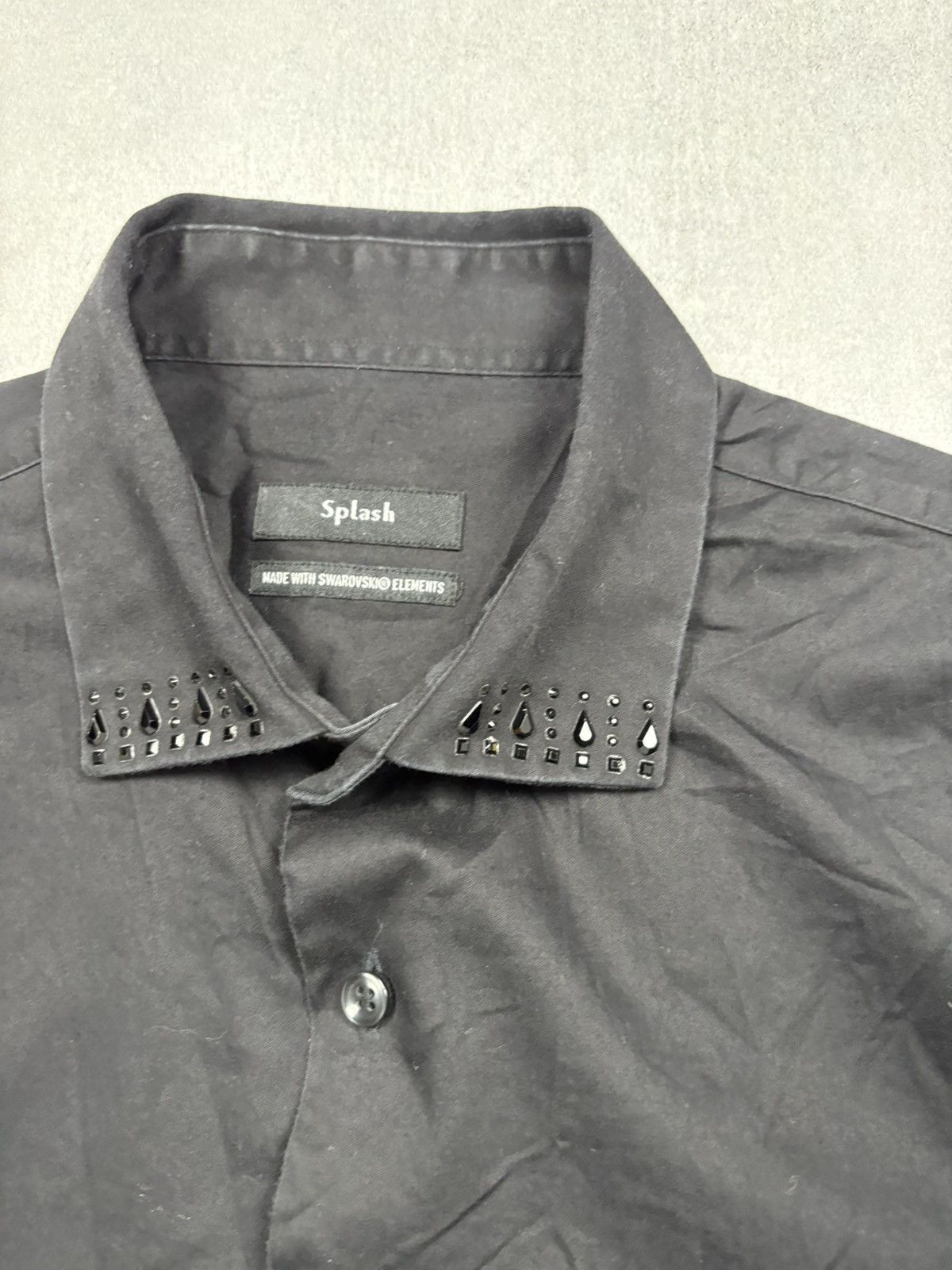 Other Splash Black Button Up Shirt Swarovski Crystal Collar Size L Size US L / EU 52-54 / 3 - 5 Thumbnail
