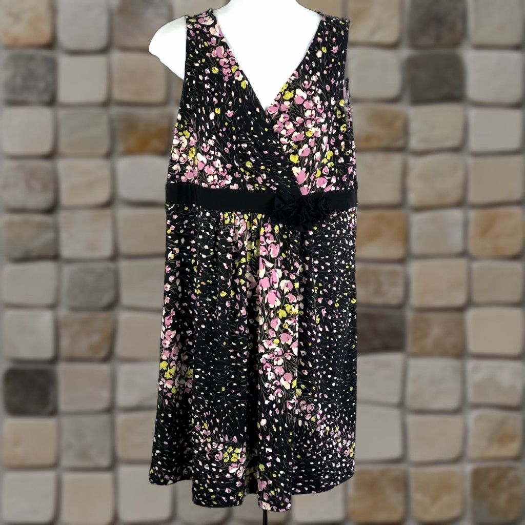 Vintage VINTAGE Apt 9 Dress Sleeveless Midi Wrap Floral Thick Knit Floral Knit Block Purple Black PL Women - 90s Y2K Bohemian Fairy Dress Mens? Size L / US 10 / IT 46 - 1 Thumbnail