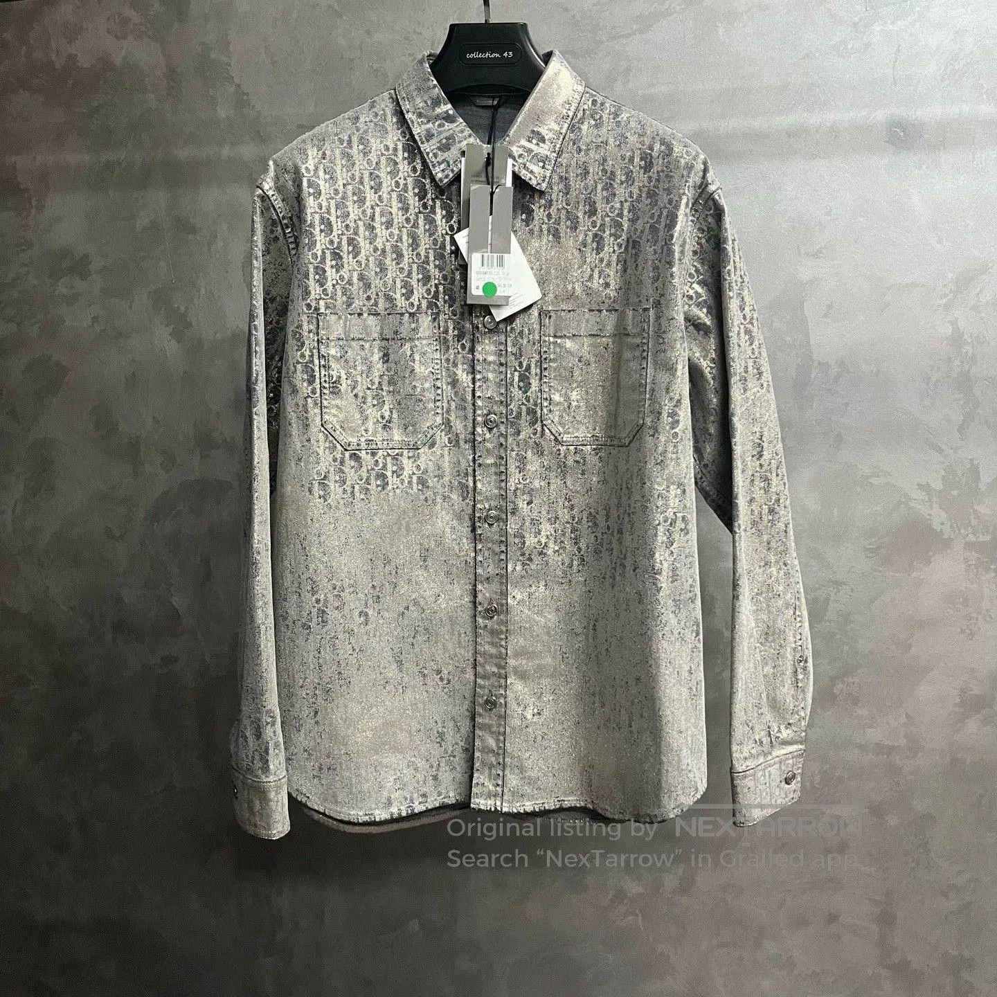 Dior gray logo print long sleeve shirt. Size US M / EU 48-50 / 2 - 1 Thumbnail