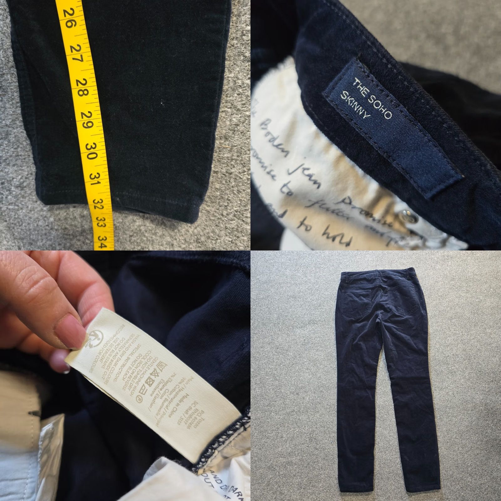 Boden Boden Pants Womens Size 8 Long Blue Velour The Soho Skinny Soft Capsule Casual Pants Size 30" / US 8 / IT 44 - 8 Thumbnail