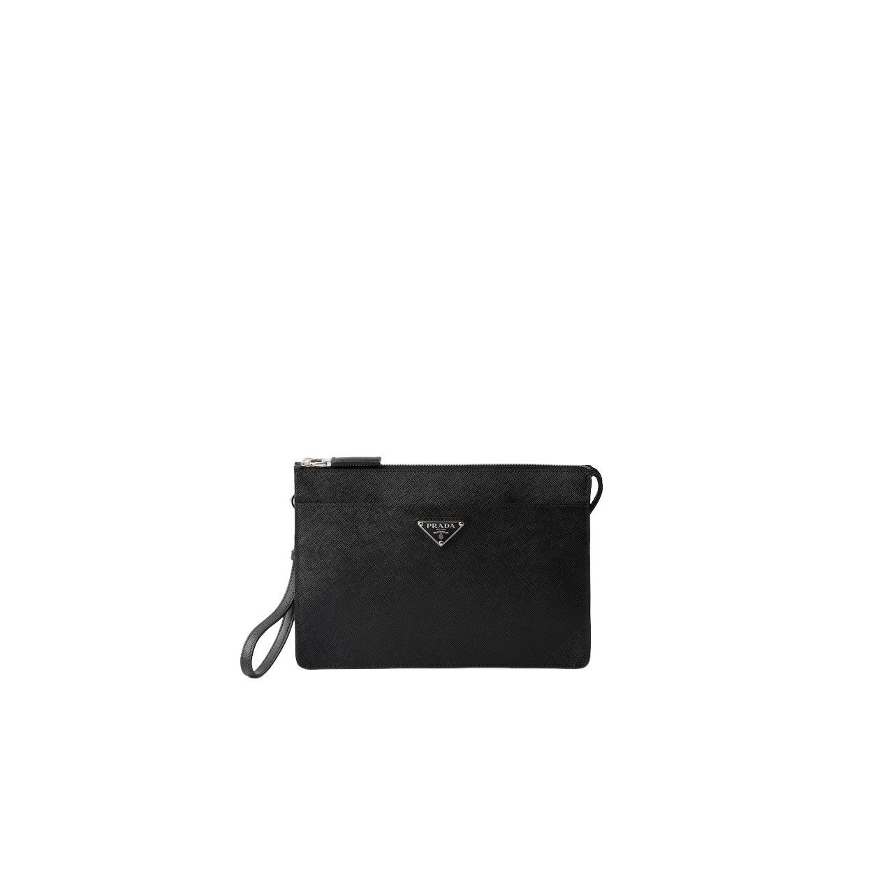 Prada PRADA $2600 Black Saffiano Leather Pouch Bag New & Authentic Size ONE SIZE - 1 Thumbnail
