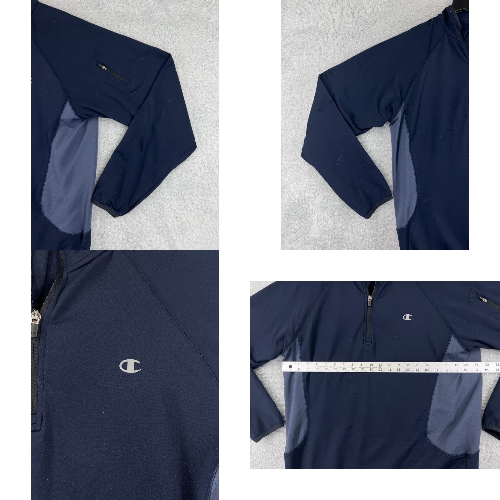 Champion Champion Mens Blue 1/4 Zip Sweater Long Sleeve Jersey Polyester Pullover Regular Size L Shirts? Size US L / EU 52-54 / 3 - 8 Thumbnail