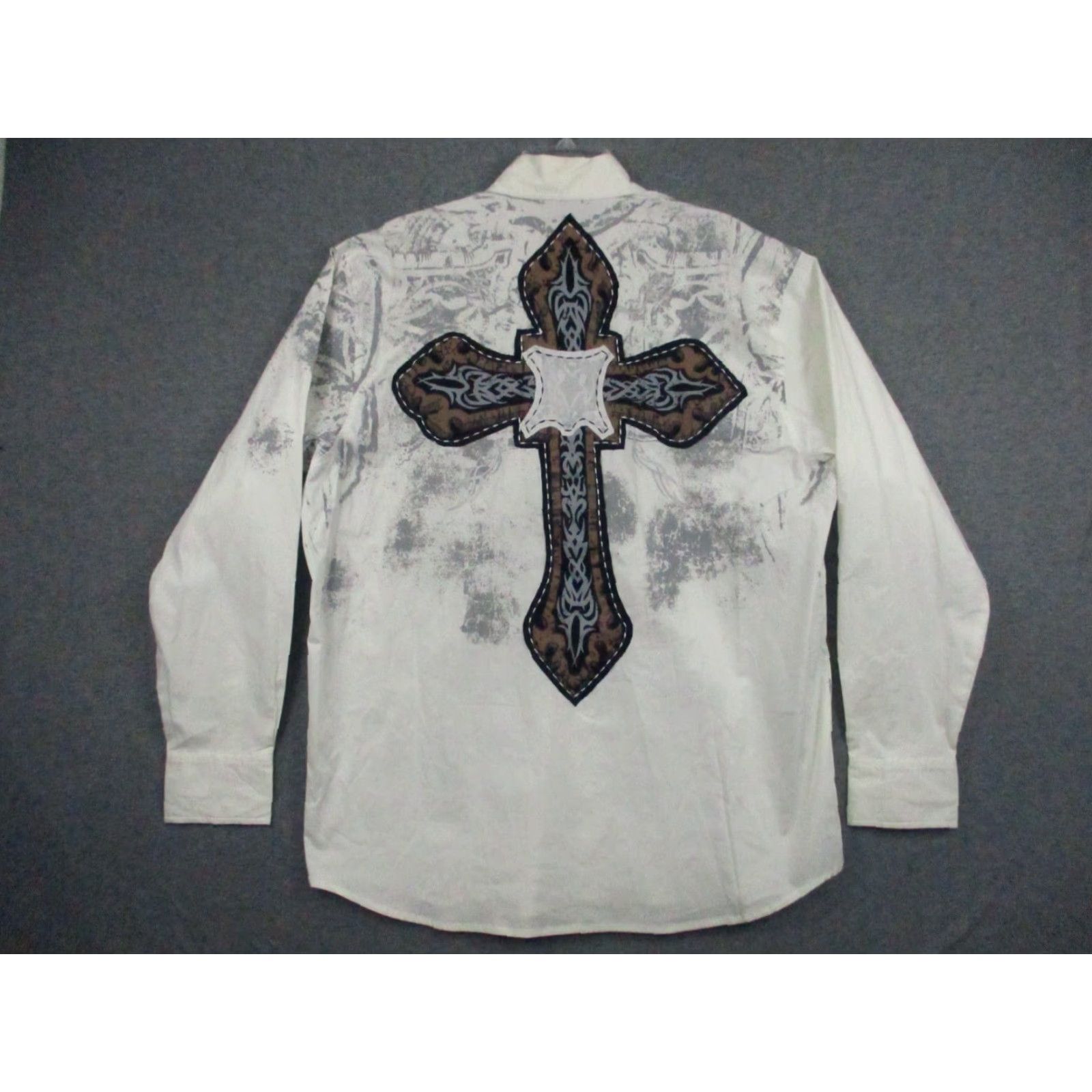 Vintage Kafe Collection Dress Shirt XXL Men Cotton Stretch Fashion Cross Design NWT Size 48R - 2 Thumbnail
