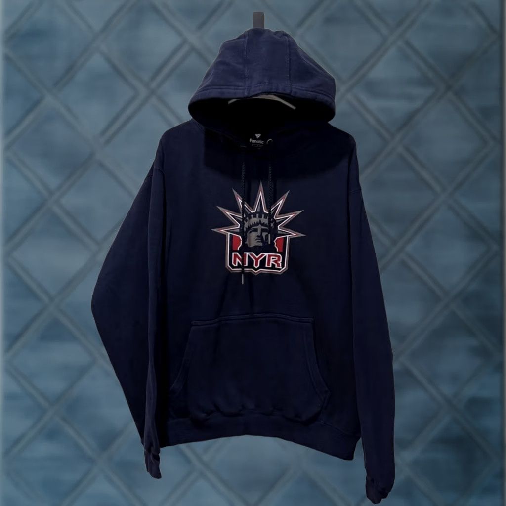 Vintage Fanatics New York Rangers Pullover Hoodie Mens Large Blue Lady Liberty Hockey Size US L / EU 52-54 / 3 - 1 Thumbnail