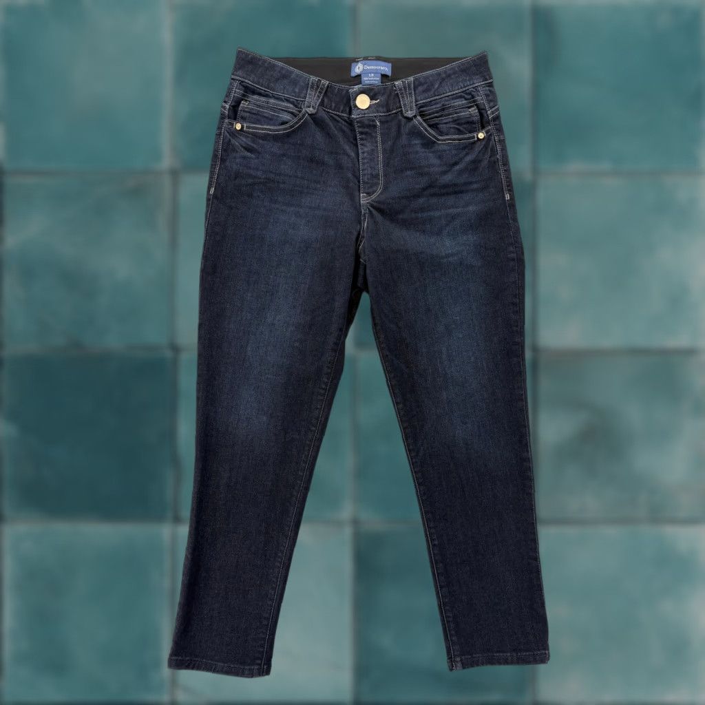 Vintage Democracy Jeans Ankle Womens 12 Blue Mid Rise Slim Stretch Denim 5-Pocket Zipper Button Pocketing N/A Size 34" / US 12 / IT 48 - 1 Thumbnail