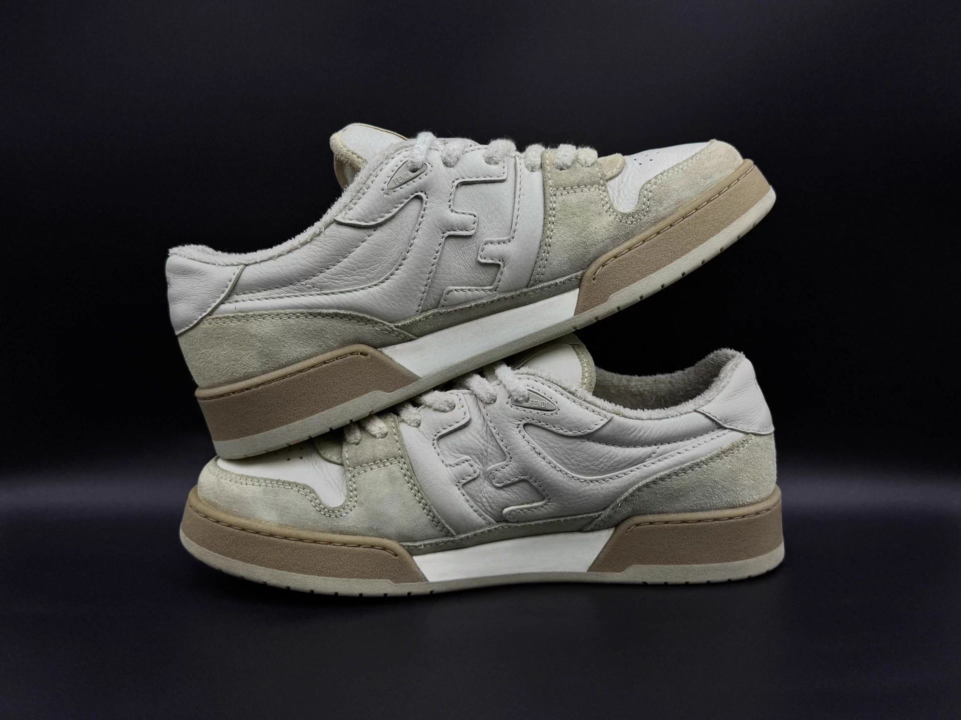 Fendi FENDI leather embossed lace-up low-top white men's sneakers Size US 8.5 / EU 41-42 - 4 Thumbnail