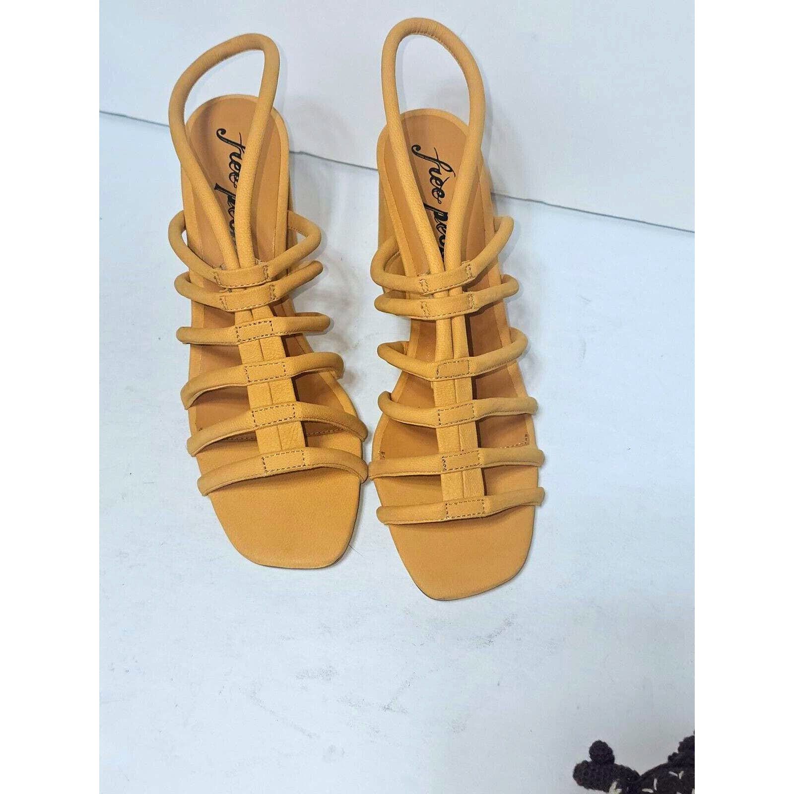 Free People Free People Colette Cinched Sandals Heel Mustard Leather 9.5 Size US 9.5 / IT 39.5 - 5 Thumbnail