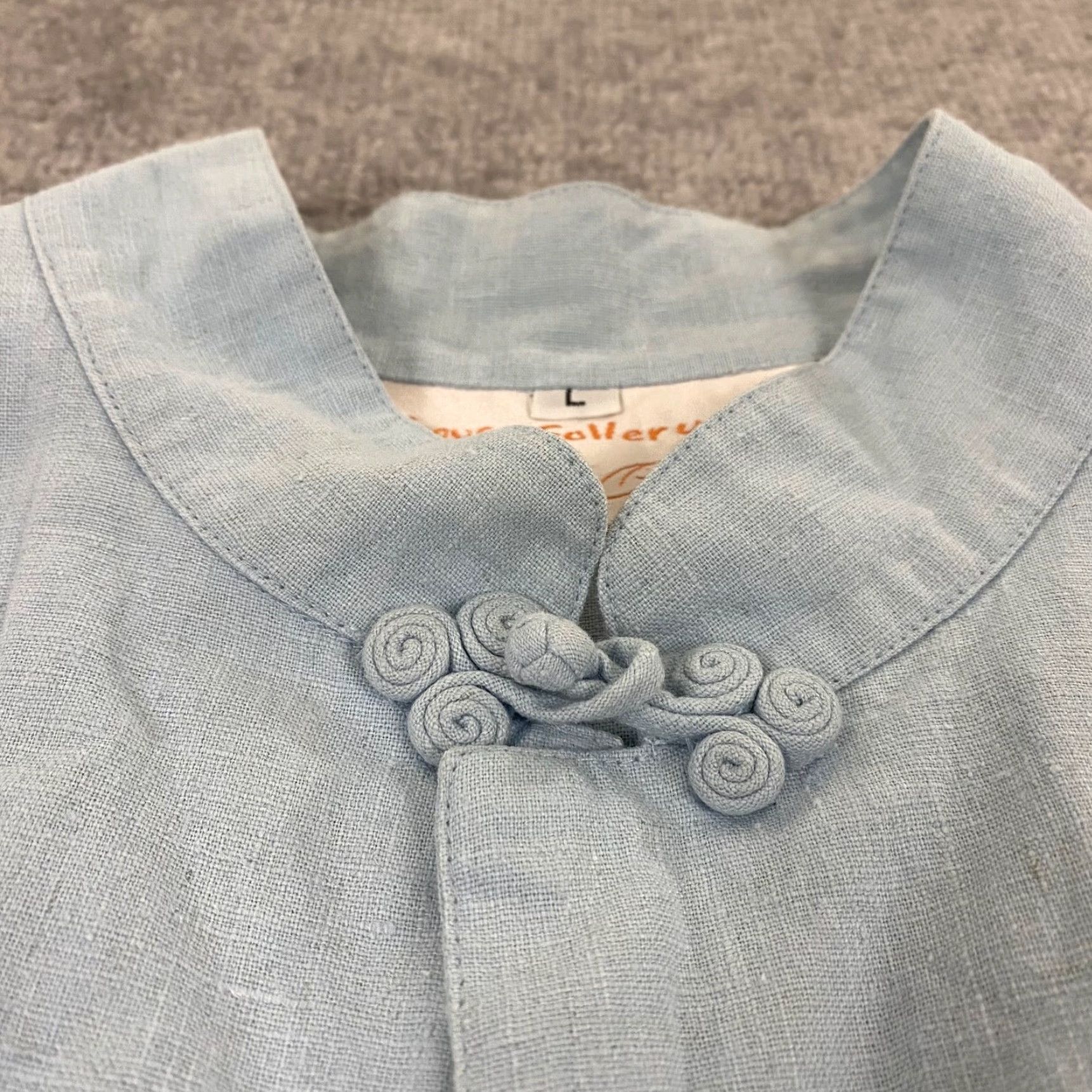 Vintage Penthouse Gallery Top Womens Large Blue Hook & Loop Linen Tunic 3/4 Catherine O. Size L / US 10 / IT 46 - 4 Thumbnail