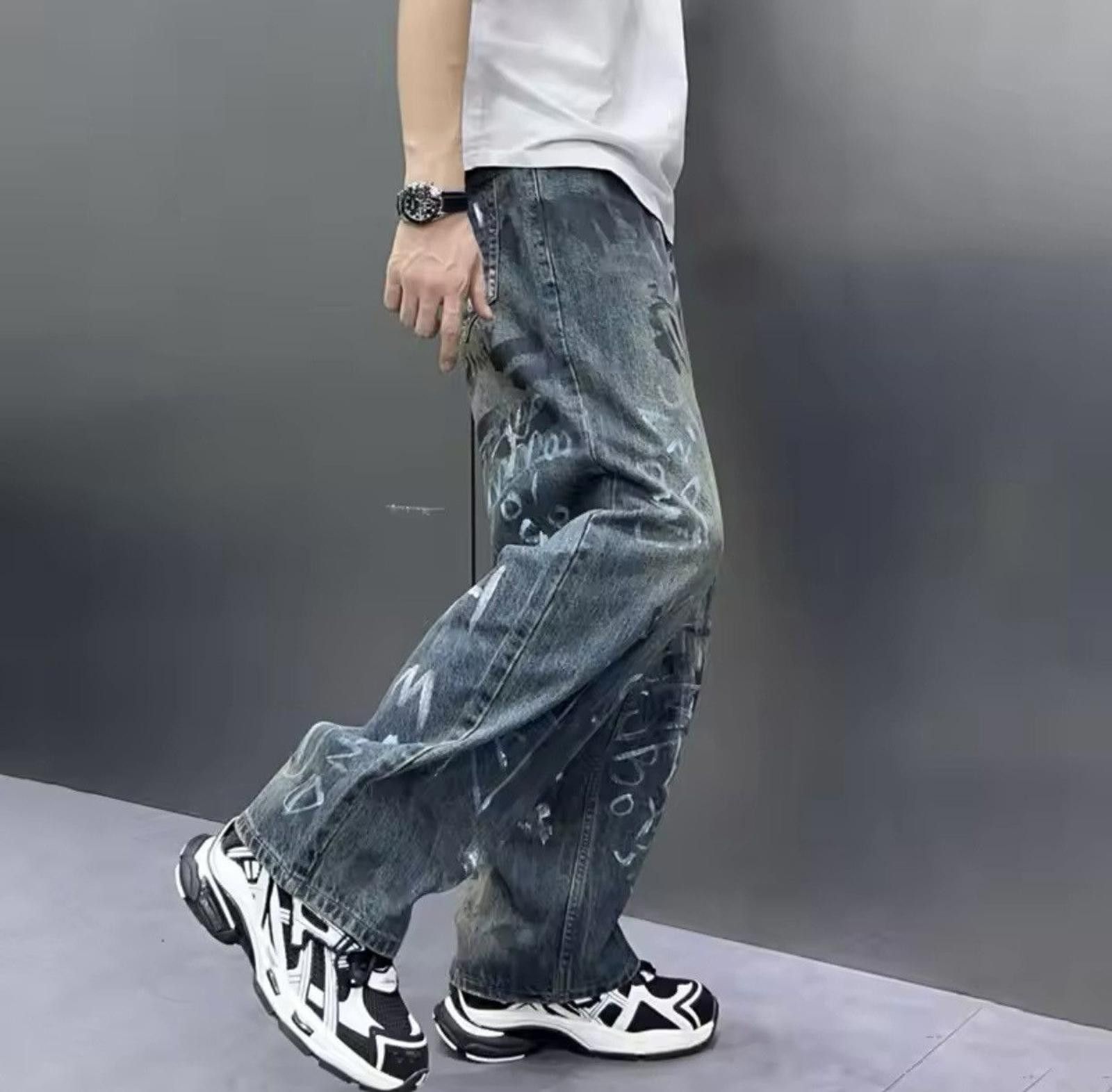Vintage Y2K Graffiti Paint Print Baggy Jeans Size US 32 / EU 48 - 4 Thumbnail