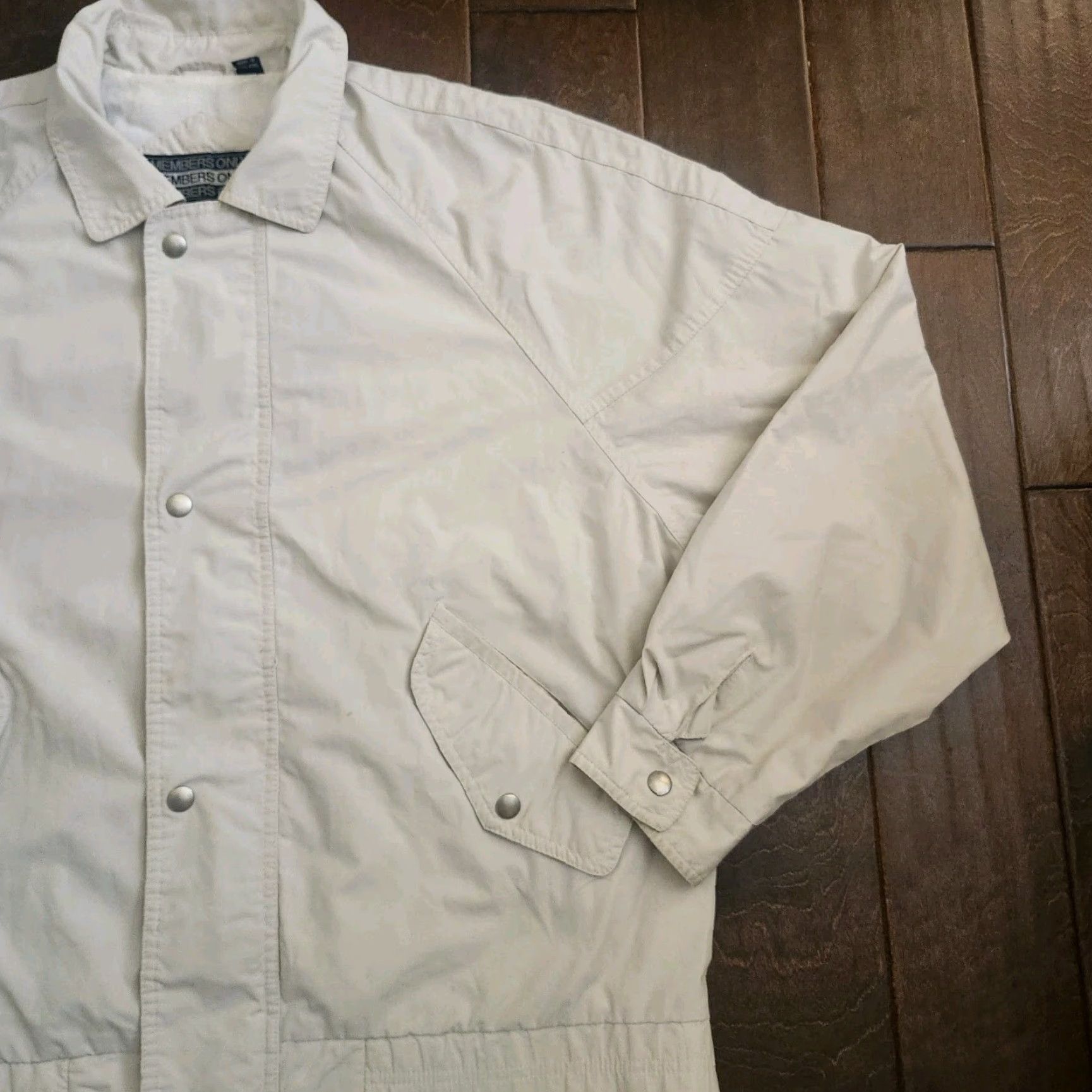 Members Only Members Only Mens Bomber Jacket Size 44 Large Ivory Cream USA Vintage No Stains | Jacket | Polyester | Mens Size US S / EU 44-46 / 1 - 4 Thumbnail