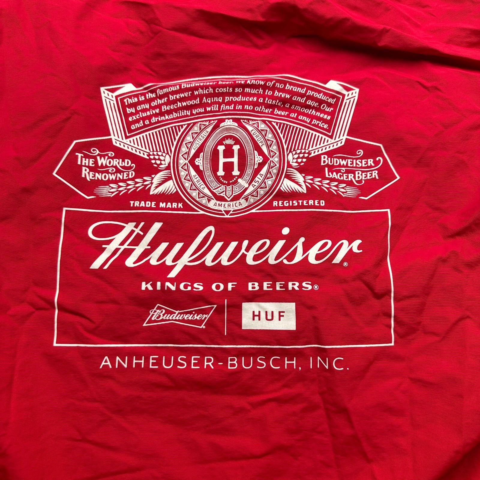 Huf HUF x Budweiser Windbreaker Jacket Men Small Red Hooded 1/4 Size US S / EU 44-46 / 1 - 12 Thumbnail