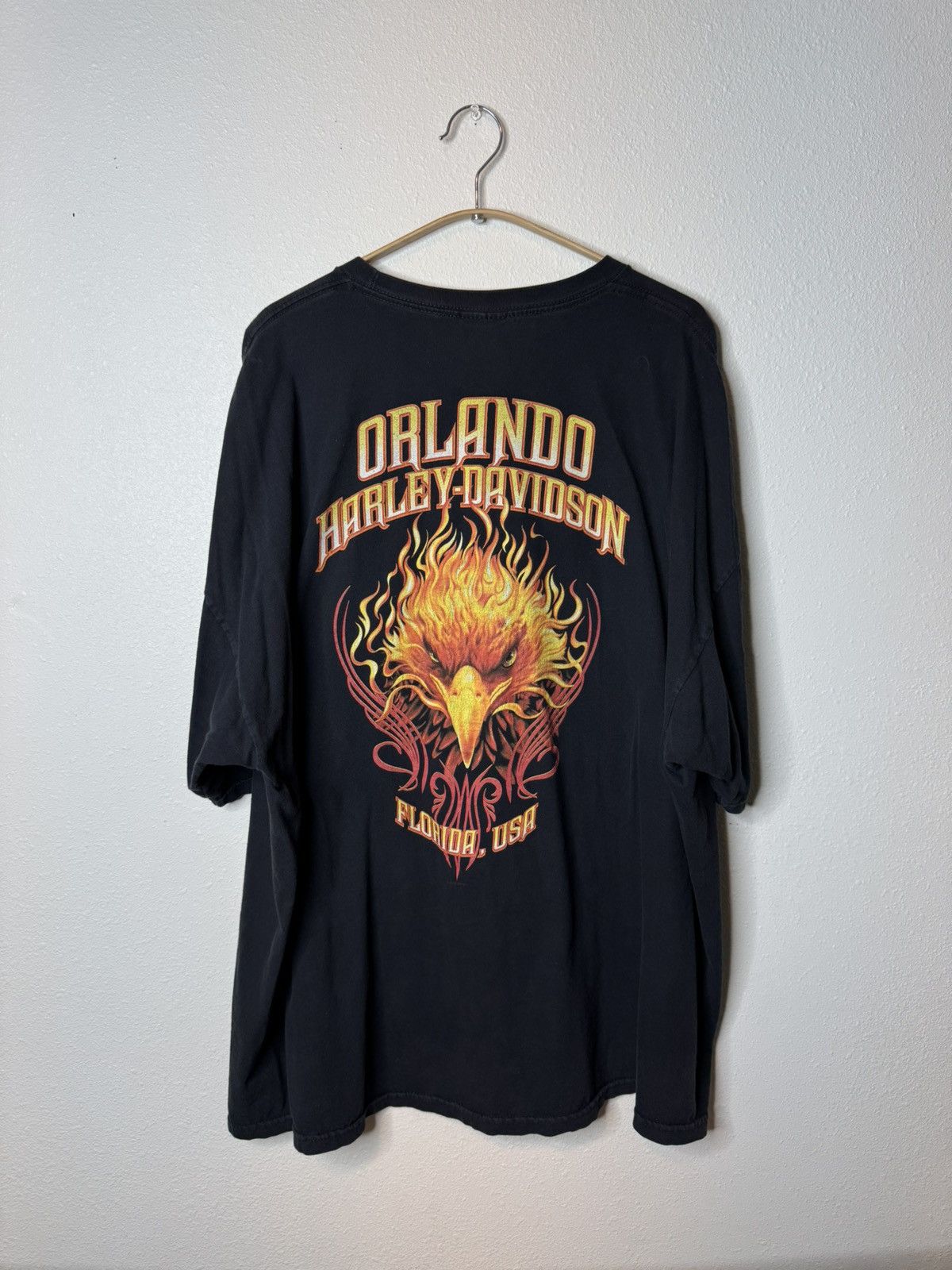 Harley Davidson Vintage 2009 Harley Davidson Florida Flame Eagle Biker Tee Size US XXL / EU 58 / 5 - 1 Thumbnail