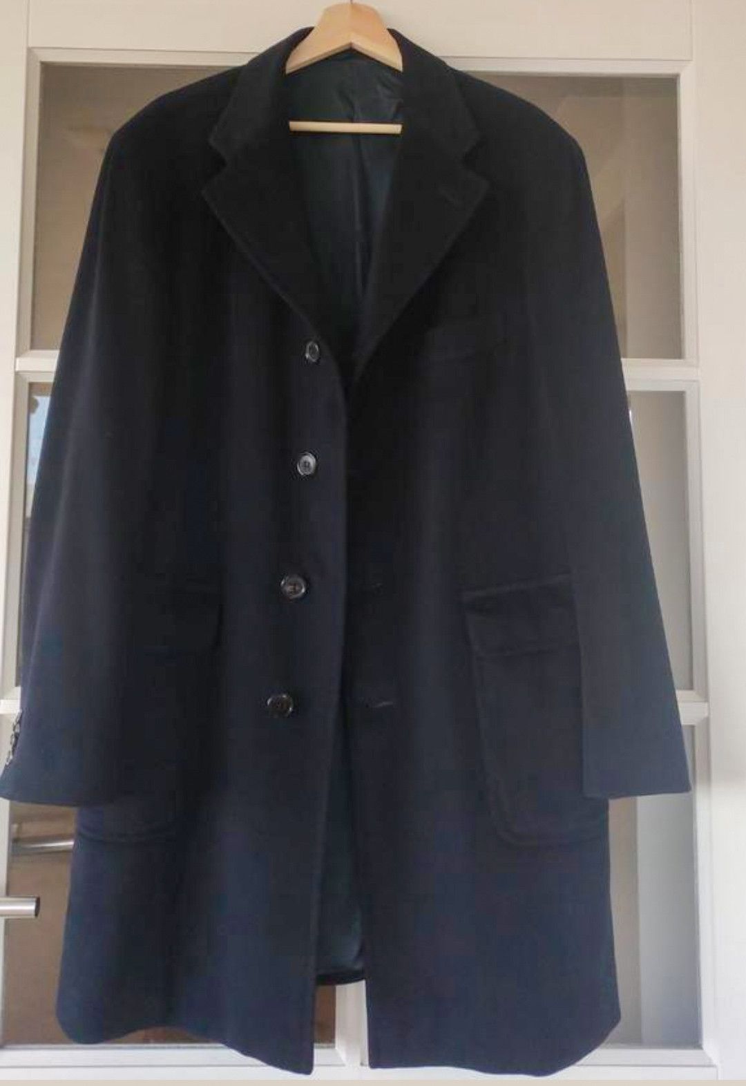 image of Caruso Wool Overcoat in Navy Blue, Men's (Size Medium)