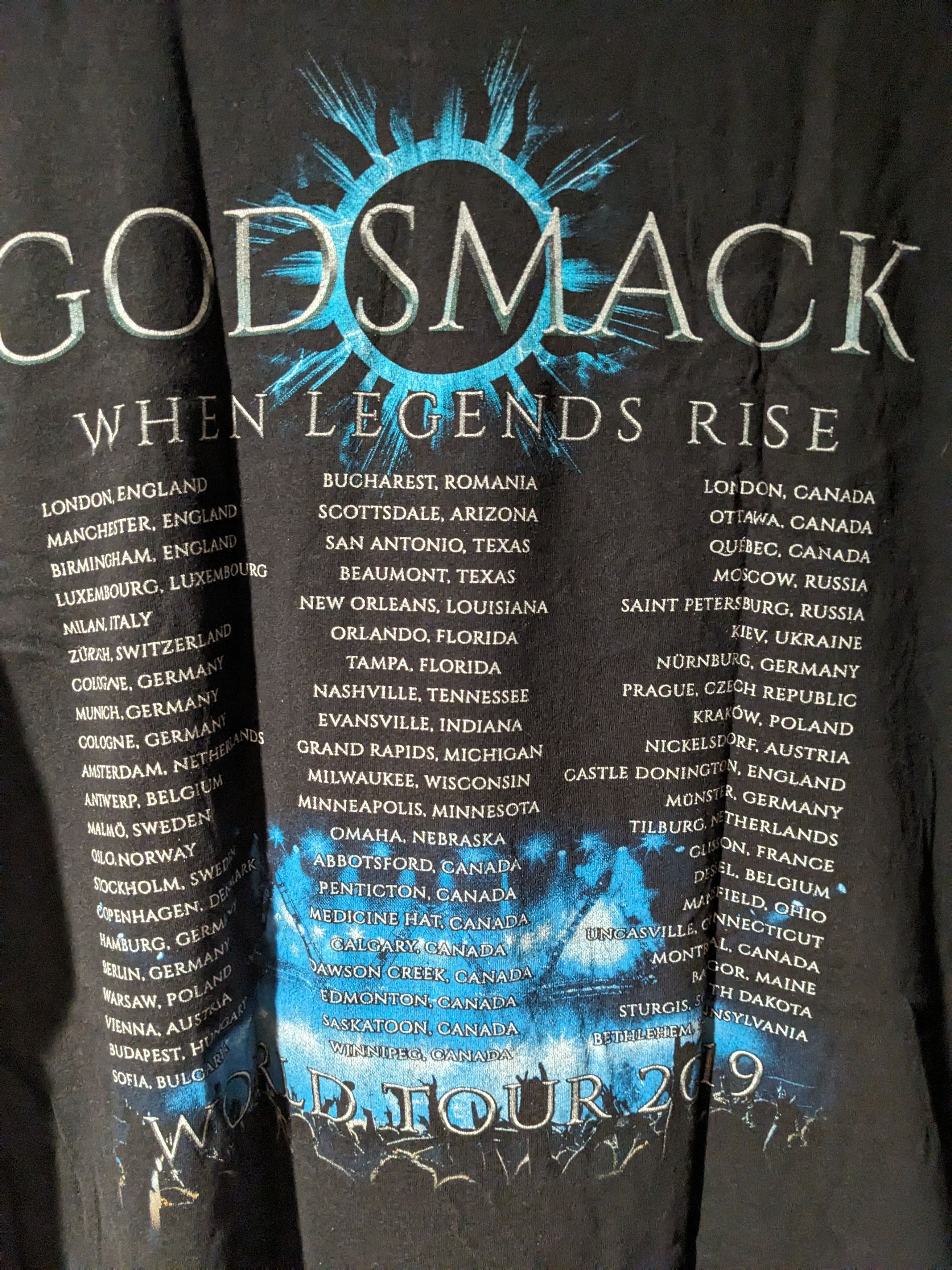 Band Tees Godsmack 2019 Tour Music Band Black Medium T-Shirt Size US M / EU 48-50 / 2 - 6 Thumbnail