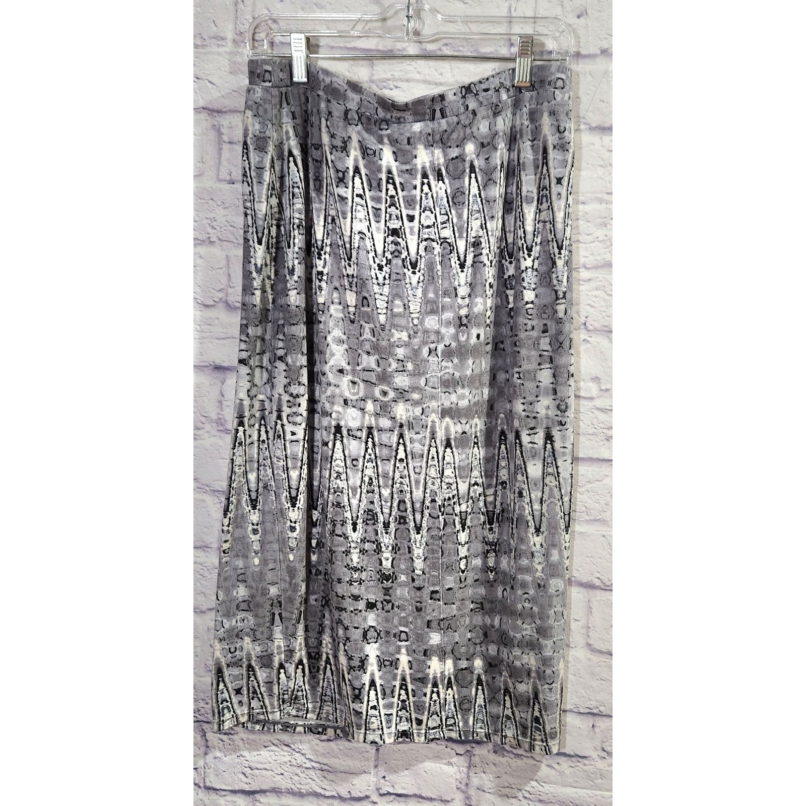 Other Matty M Gray White Pattern Pencil Mid Skirt Large Lined Size 32" / US 10 / IT 46 - 3 Thumbnail