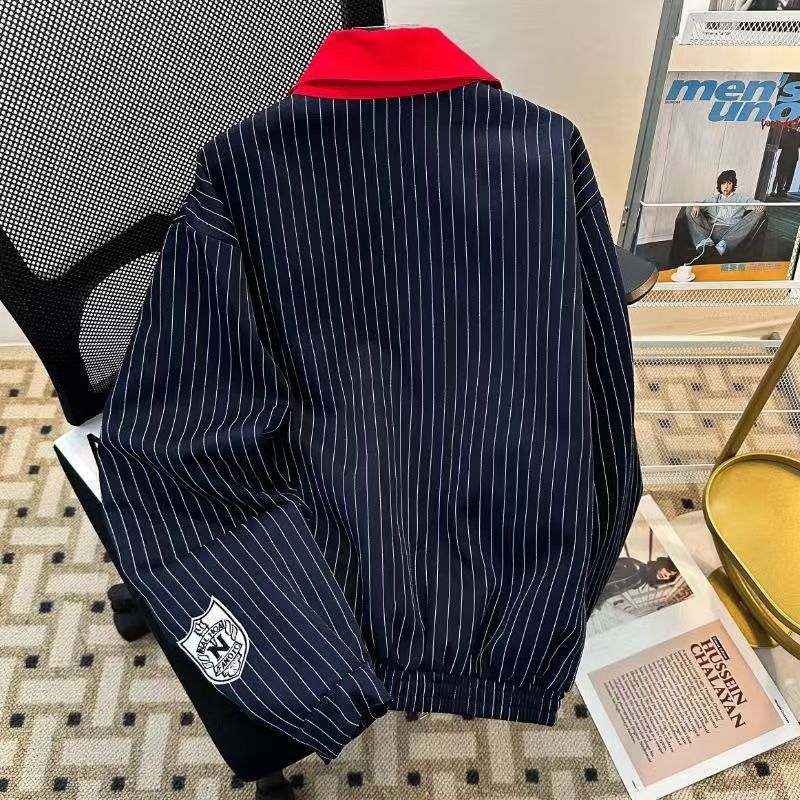Vintage Retro Pinstripe Varsity Jacket Size US M / EU 48-50 / 2 - 2 Thumbnail