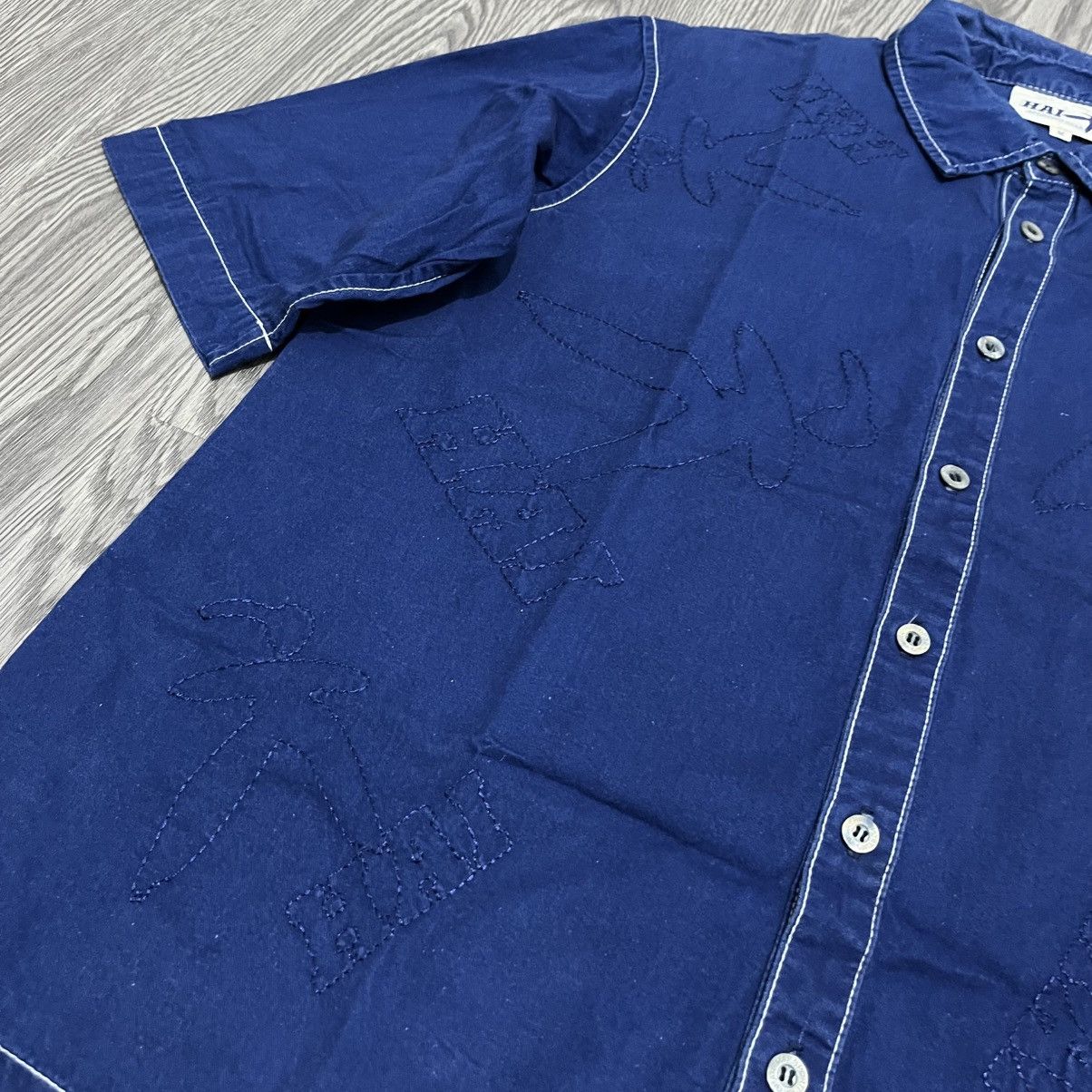 Issey Miyake Hai Sporting Gear Indigo Embroidery Shirt Jun Takahashi Size US M / EU 48-50 / 2 - 5 Thumbnail