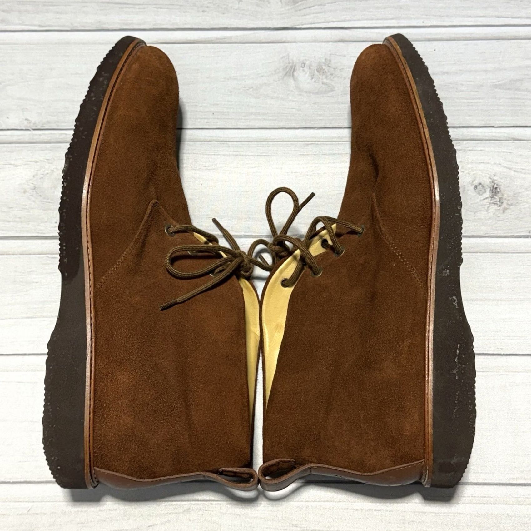 Vibram Samuel Hubbard Chukka Boots Mens 13 Brown Suede Leather Lined Vibram Soles Shoes M Boot Size US 13 / EU 46 - 5 Thumbnail