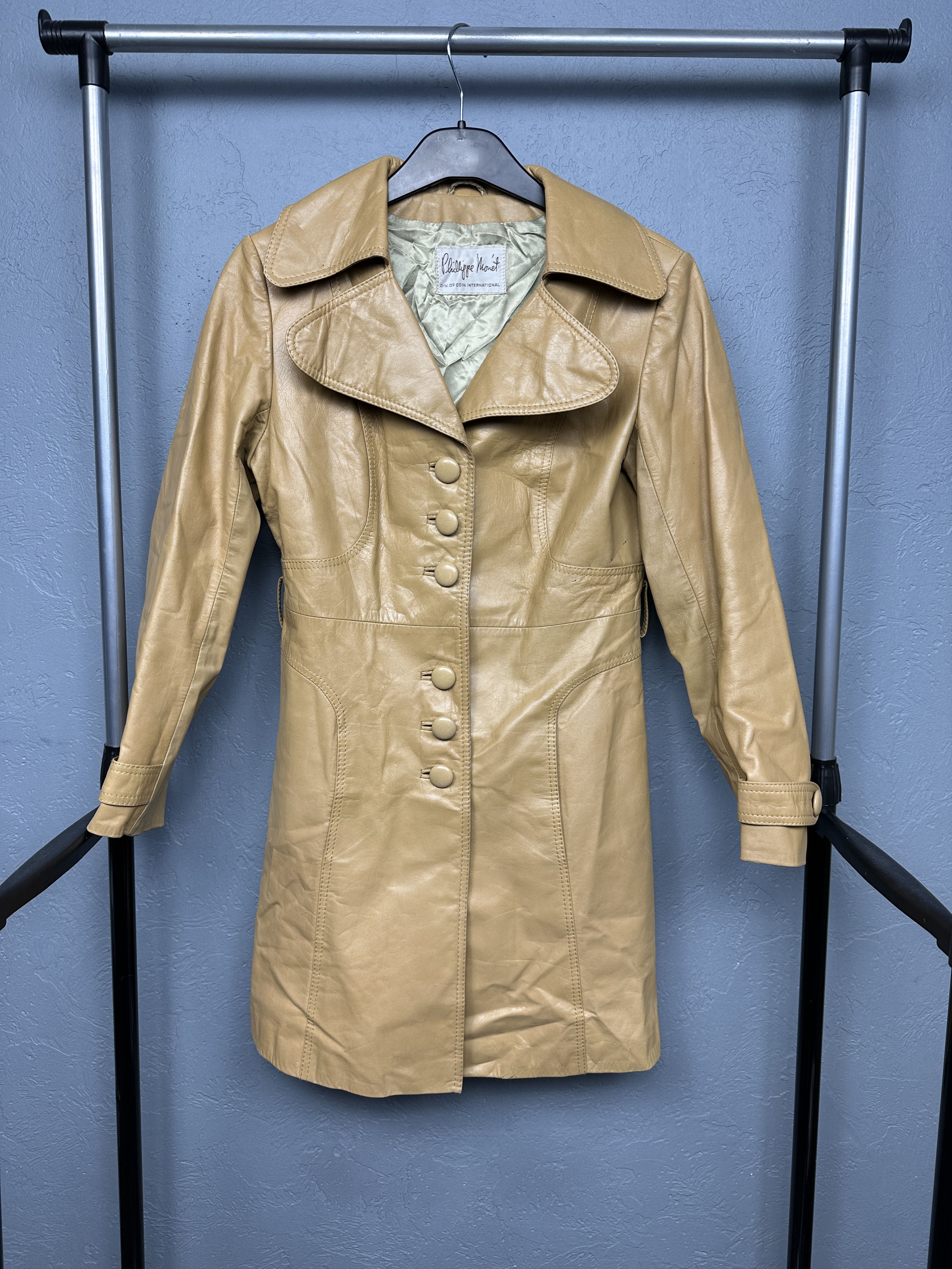 Other Philippe Monet Womens Leather Trench Coat Jacket Size S / US 4 / IT 40 - 1 Thumbnail
