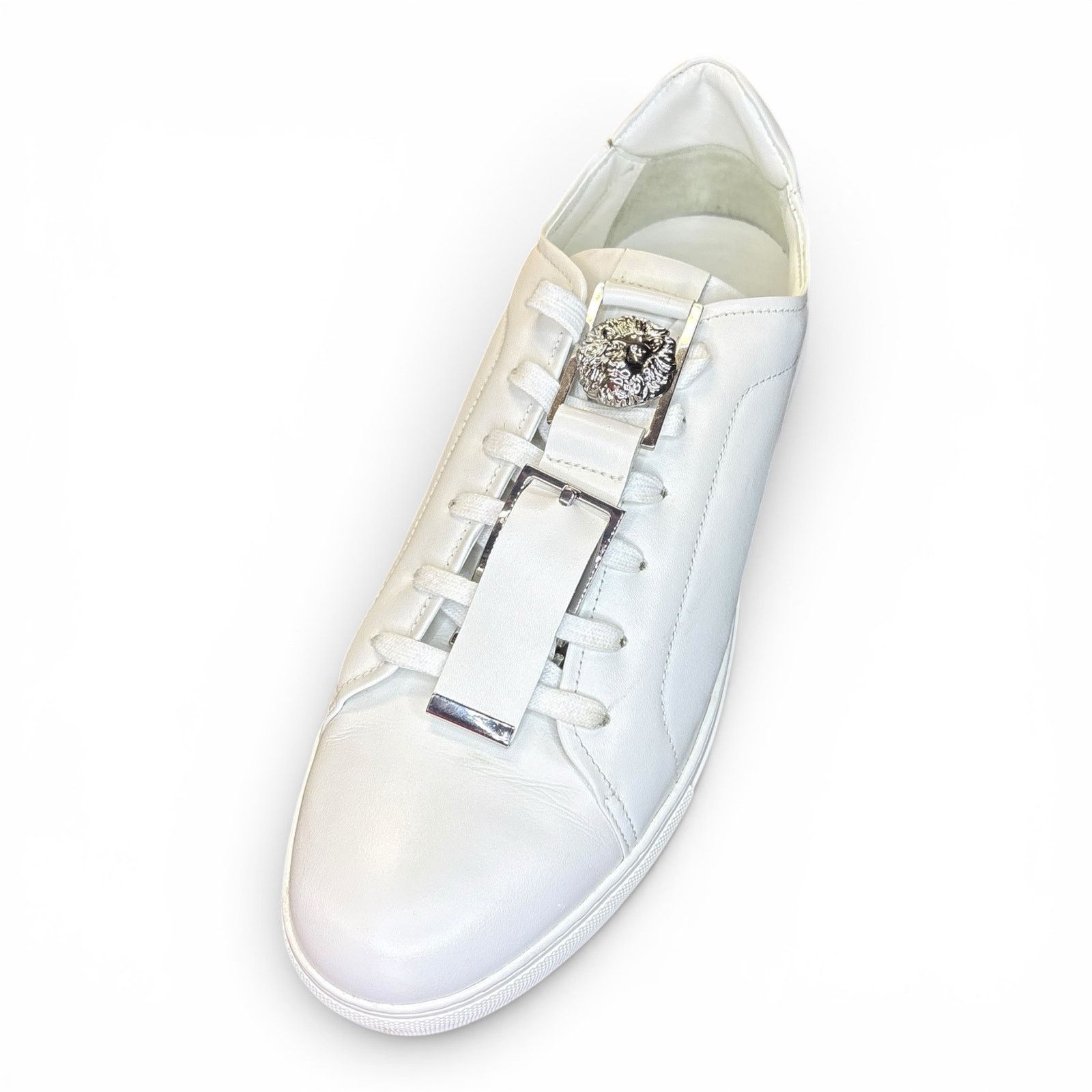 Versace Versace White Versus Sneaker Silver Buckle | Size 44(11) Size US 11 / EU 44 - 3 Thumbnail