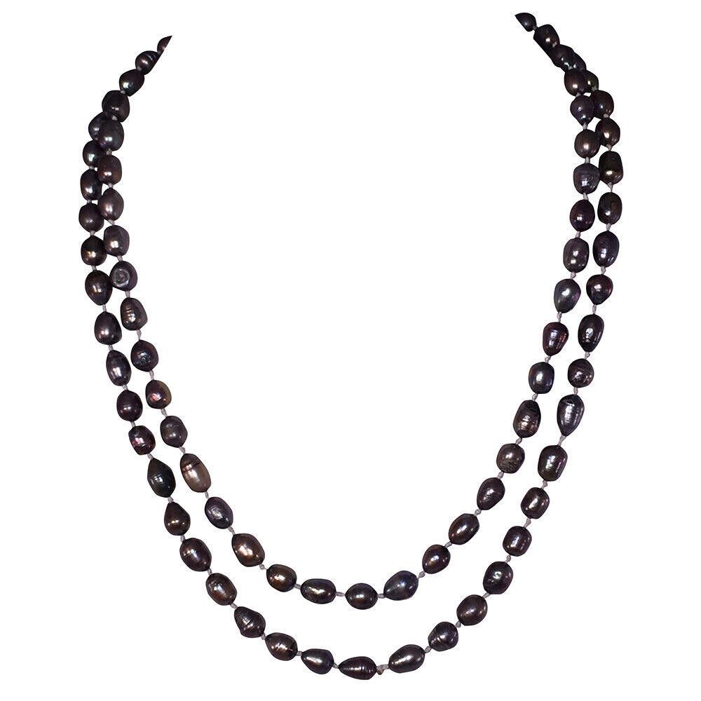 Designer Baroque Grey Pearl Bead Flapper Necklace Size ONE SIZE - 2 Thumbnail