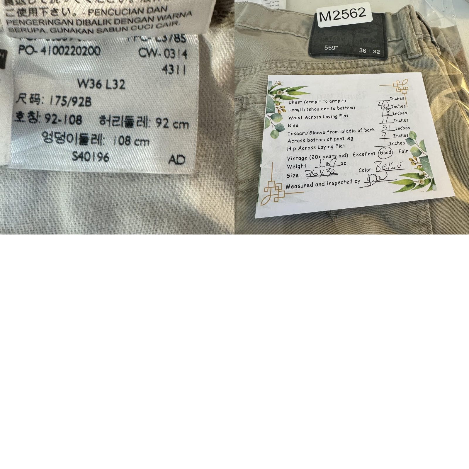Levi's Levi's 559 Jeans Mens 36x32 Beige Straight Size US 36 / EU 52 - 8 Thumbnail