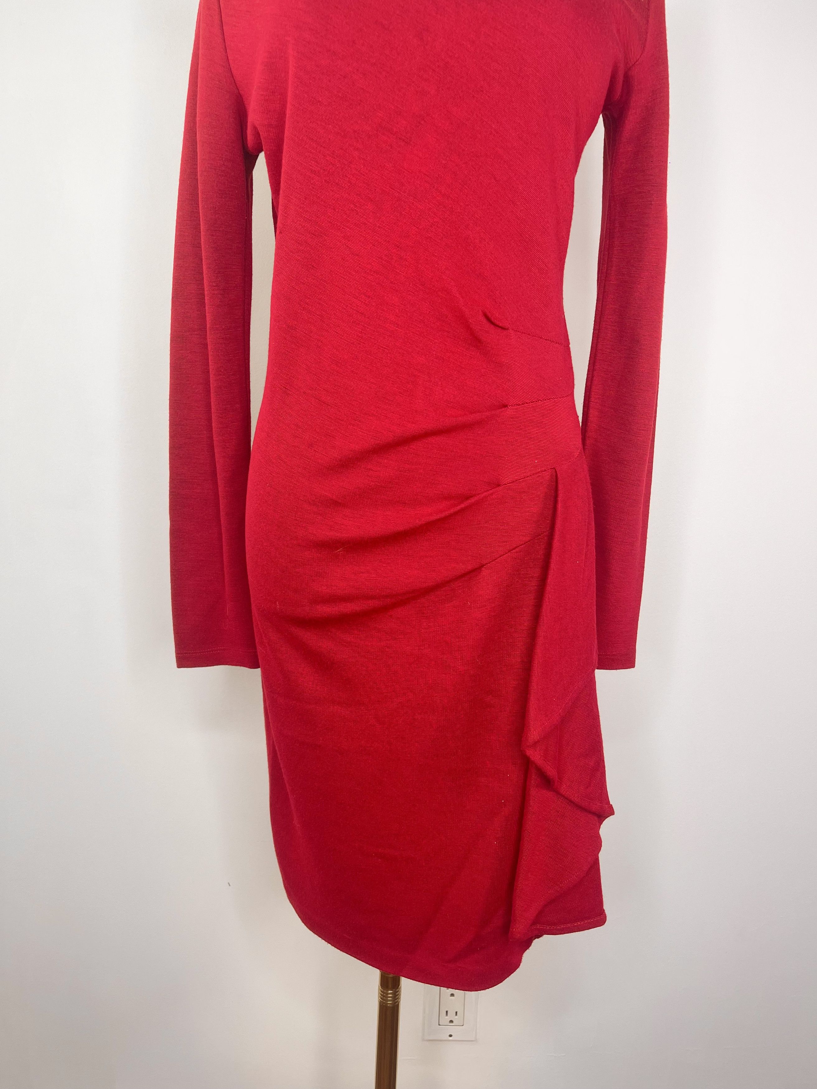 Vintage Ronen Chen - Red Long Sleeve Bodycon Dress Size M / US 6-8 / IT 42-44 - 3 Thumbnail